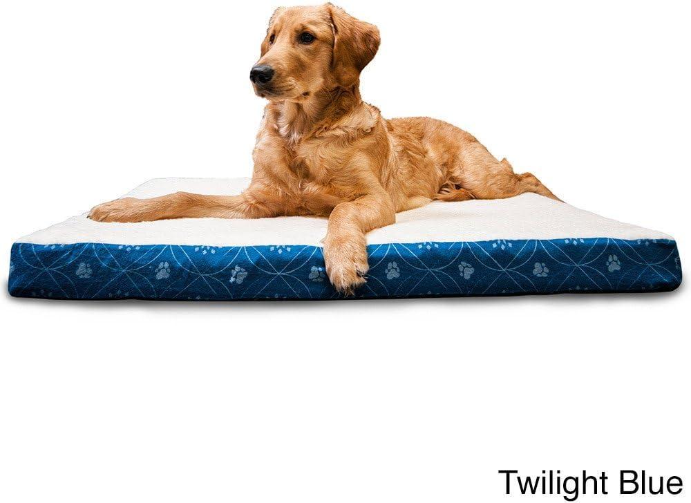imageFurhaven Memory Foam Dog Bed for Large Dogs w Removable Washable Cover For Dogs Up to 95 lbs Ultra Plush Faux Fur ampamp Suede Mattress Chocolate JumboXLSherpa Paw Print Flannel Jade Green