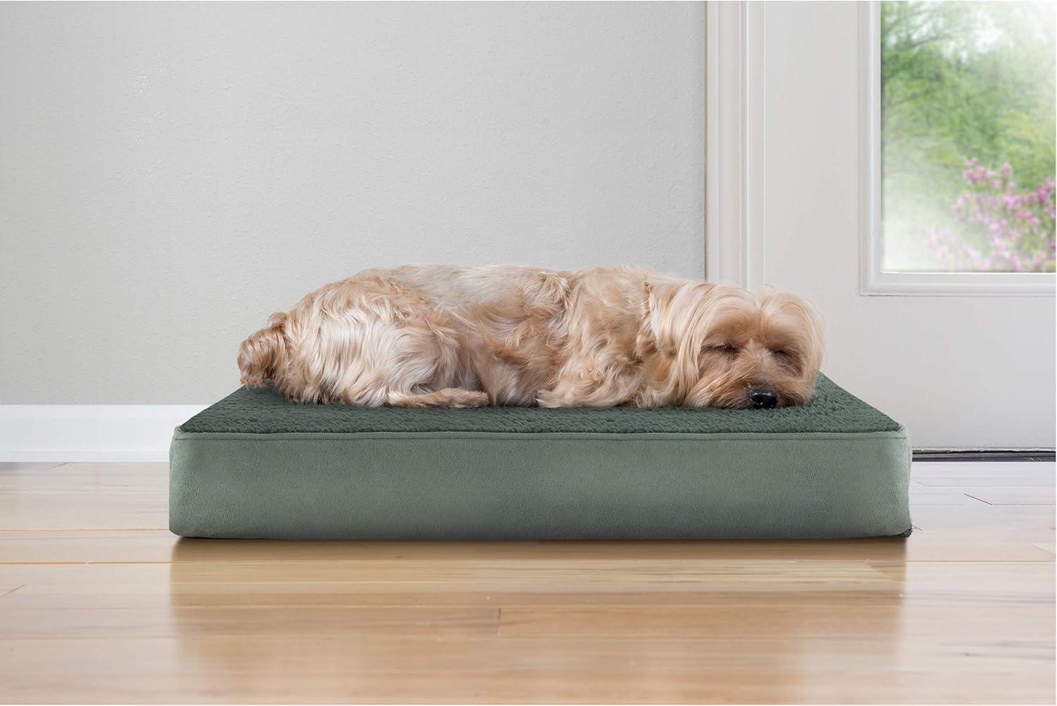 imageFurhaven Memory Foam Dog Bed for Large Dogs w Removable Washable Cover For Dogs Up to 95 lbs Ultra Plush Faux Fur ampamp Suede Mattress Chocolate JumboXLTerry Suede Forest