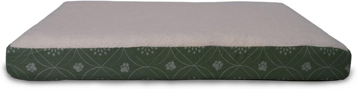 imageFurhaven Memory Foam Dog Bed for Large Dogs w Removable Washable Cover For Dogs Up to 95 lbs Ultra Plush Faux Fur ampamp Suede Mattress Chocolate JumboXLSherpa Paw Print Flannel Jade Green