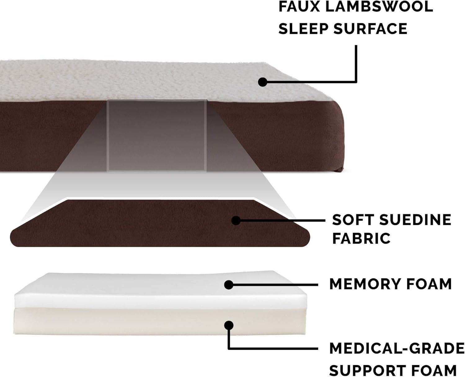 imageFurhaven Memory Foam Dog Bed for Large Dogs w Removable Washable Cover For Dogs Up to 95 lbs Ultra Plush Faux Fur ampamp Suede Mattress Chocolate JumboXLEspresso