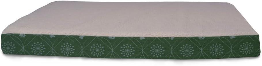 imageFurhaven Memory Foam Dog Bed for Large Dogs w Removable Washable Cover For Dogs Up to 95 lbs Ultra Plush Faux Fur ampamp Suede Mattress Chocolate JumboXLSherpa Paw Print Flannel Jade Green