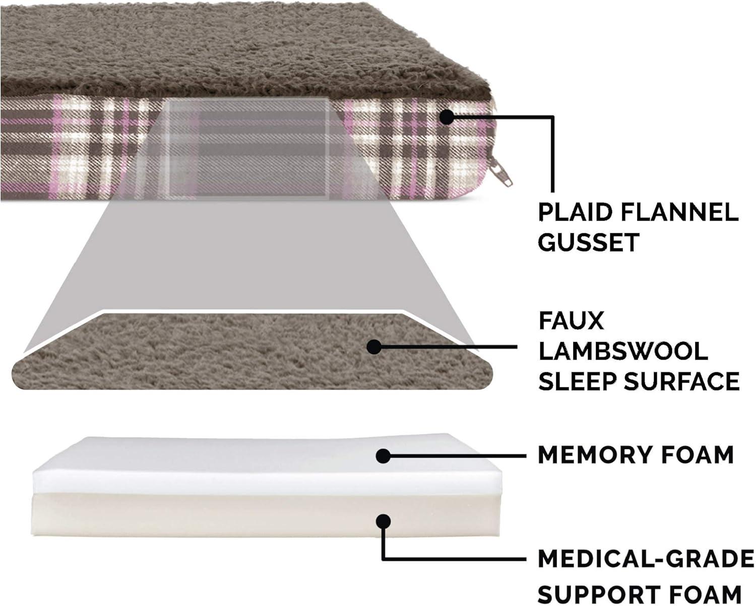 imageFurhaven Memory Foam Dog Bed for Large Dogs w Removable Washable Cover For Dogs Up to 95 lbs Ultra Plush Faux Fur ampamp Suede Mattress Chocolate JumboXLSherpa Plaid Flannel Java Brown