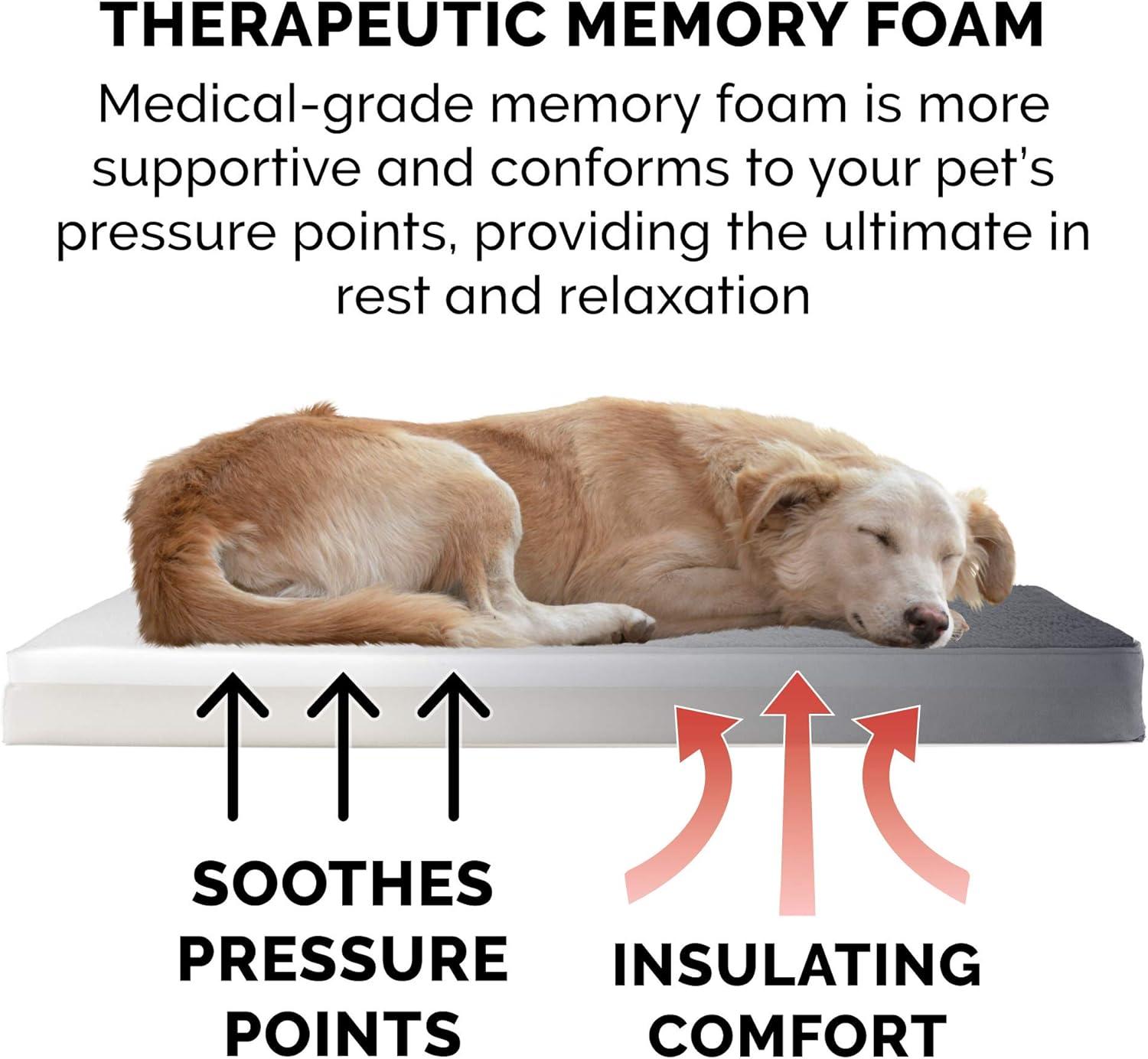 imageFurhaven Memory Foam Dog Bed for Large Dogs w Removable Washable Cover For Dogs Up to 95 lbs Ultra Plush Faux Fur ampamp Suede Mattress Chocolate JumboXLTerry Suede Gray