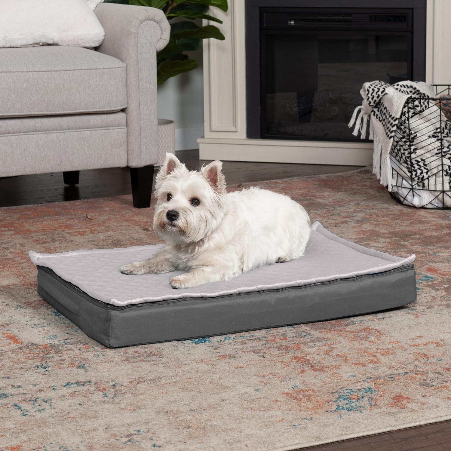 imageFurhaven Memory Foam Dog Bed for Large Dogs w Removable Washable Cover For Dogs Up to 95 lbs Ultra Plush Faux Fur ampamp Suede Mattress Chocolate JumboXLConvertible Quilt Top Gray