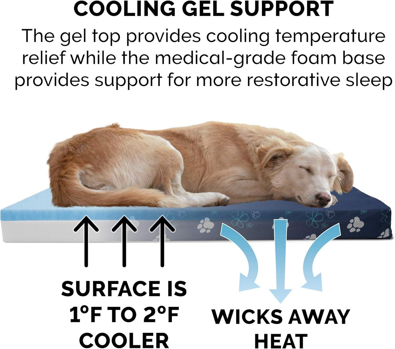 imageFurhaven Memory Foam Dog Bed for Large Dogs w Removable Washable Cover For Dogs Up to 95 lbs Ultra Plush Faux Fur ampamp Suede Mattress Chocolate JumboXLWaterResistant Garden Print Lapis Blue