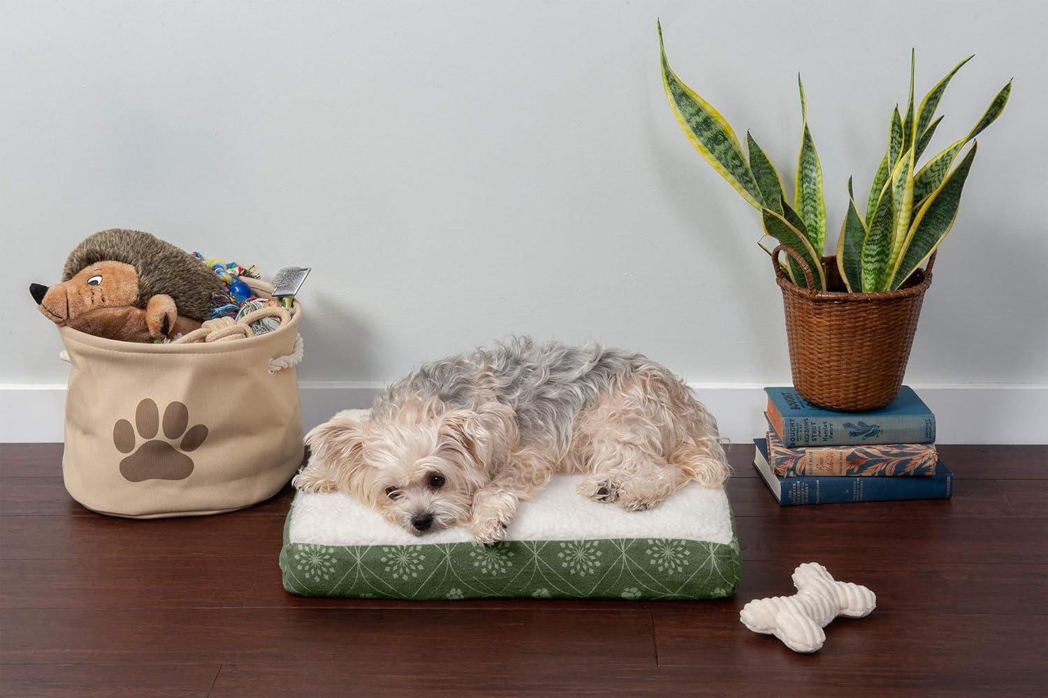 imageFurhaven Memory Foam Dog Bed for Large Dogs w Removable Washable Cover For Dogs Up to 95 lbs Ultra Plush Faux Fur ampamp Suede Mattress Chocolate JumboXLSherpa Paw Print Flannel Jade Green