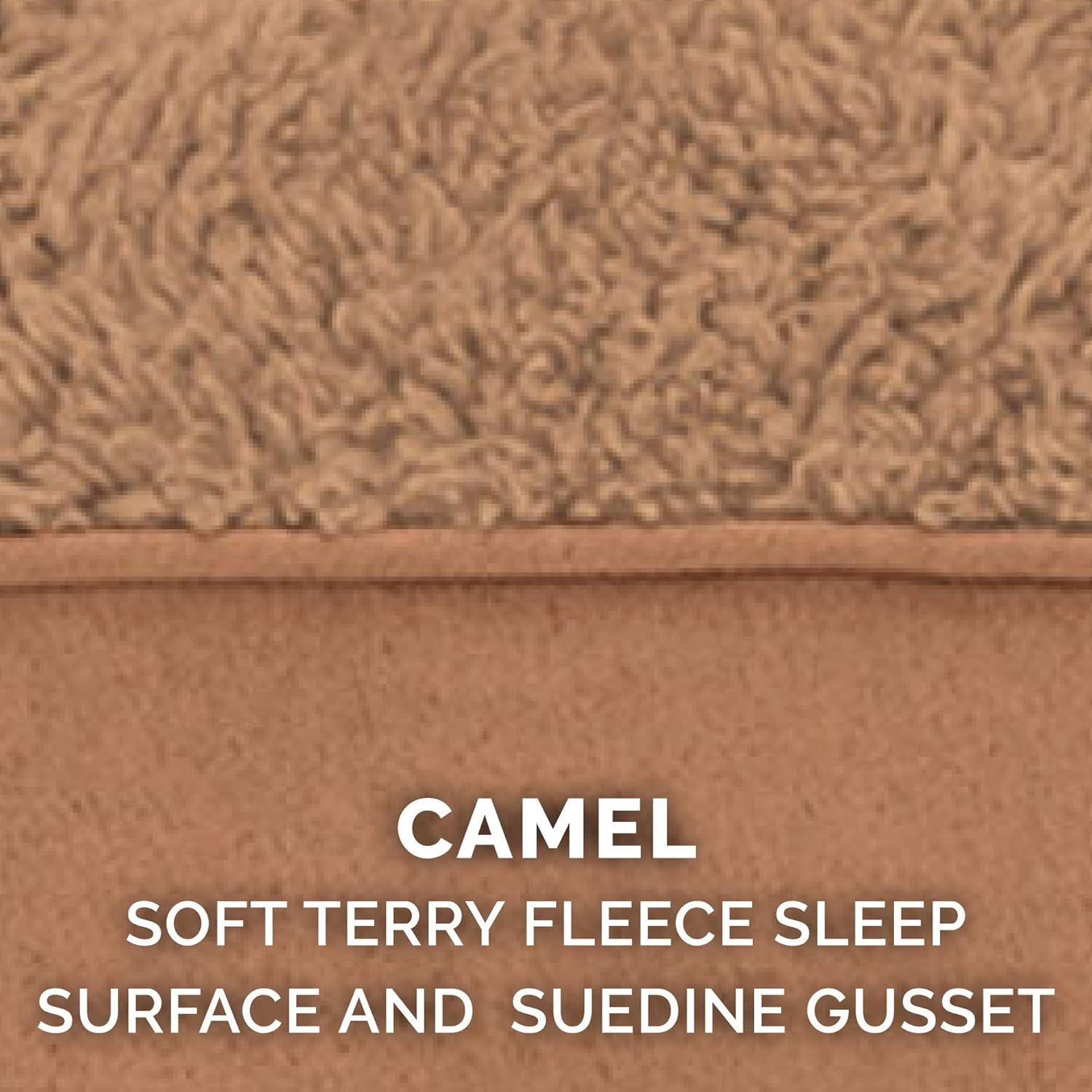 imageFurhaven Memory Foam Dog Bed for Large Dogs w Removable Washable Cover For Dogs Up to 95 lbs Ultra Plush Faux Fur ampamp Suede Mattress Chocolate JumboXLTerry Suede Camel