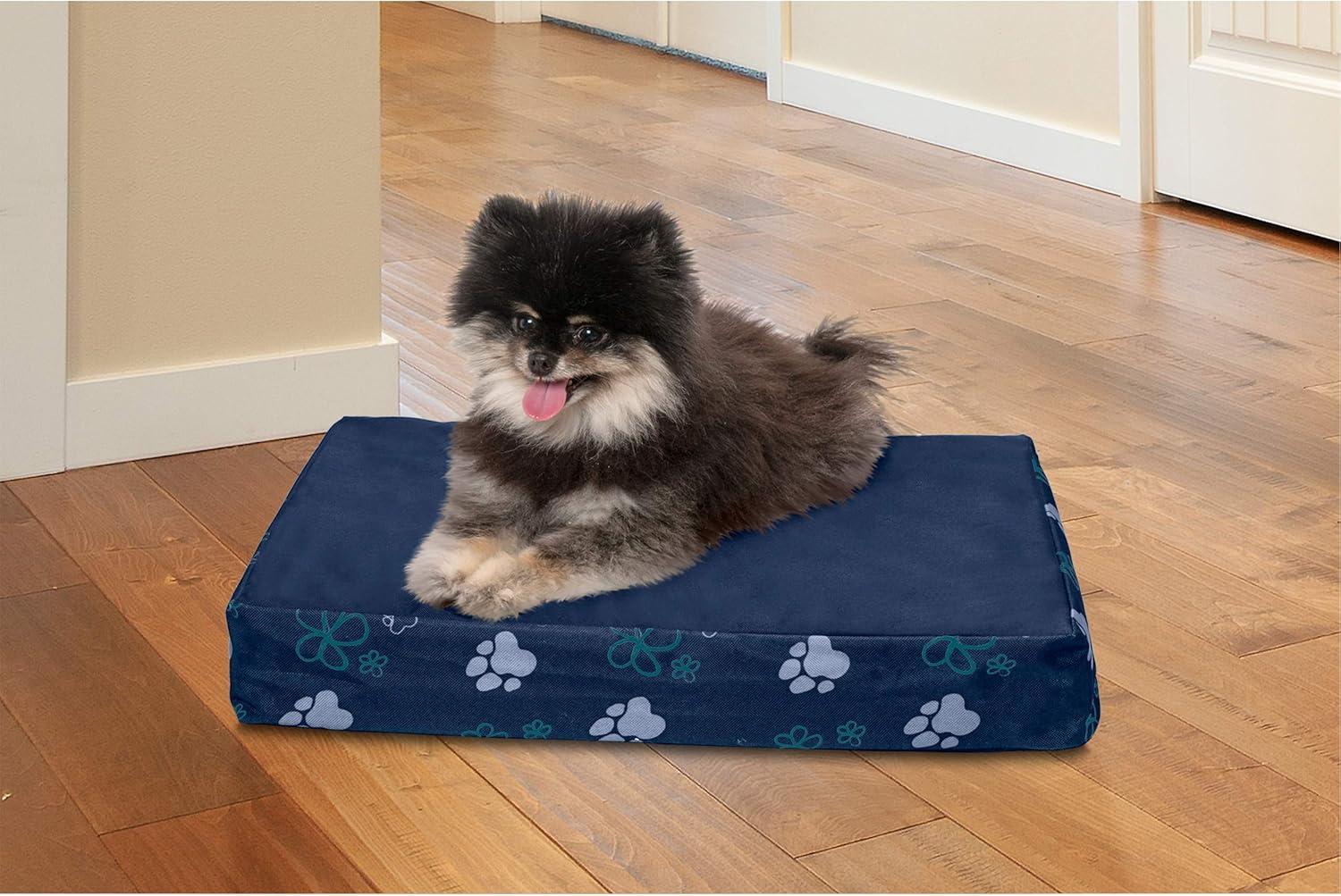 imageFurhaven Memory Foam Dog Bed for Large Dogs w Removable Washable Cover For Dogs Up to 95 lbs Ultra Plush Faux Fur ampamp Suede Mattress Chocolate JumboXLWaterResistant Garden Print Lapis Blue