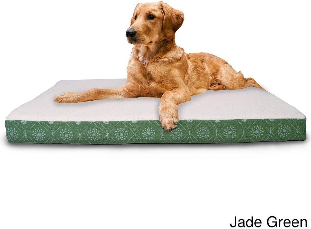imageFurhaven Memory Foam Dog Bed for Large Dogs w Removable Washable Cover For Dogs Up to 95 lbs Ultra Plush Faux Fur ampamp Suede Mattress Chocolate JumboXLSherpa Paw Print Flannel Jade Green