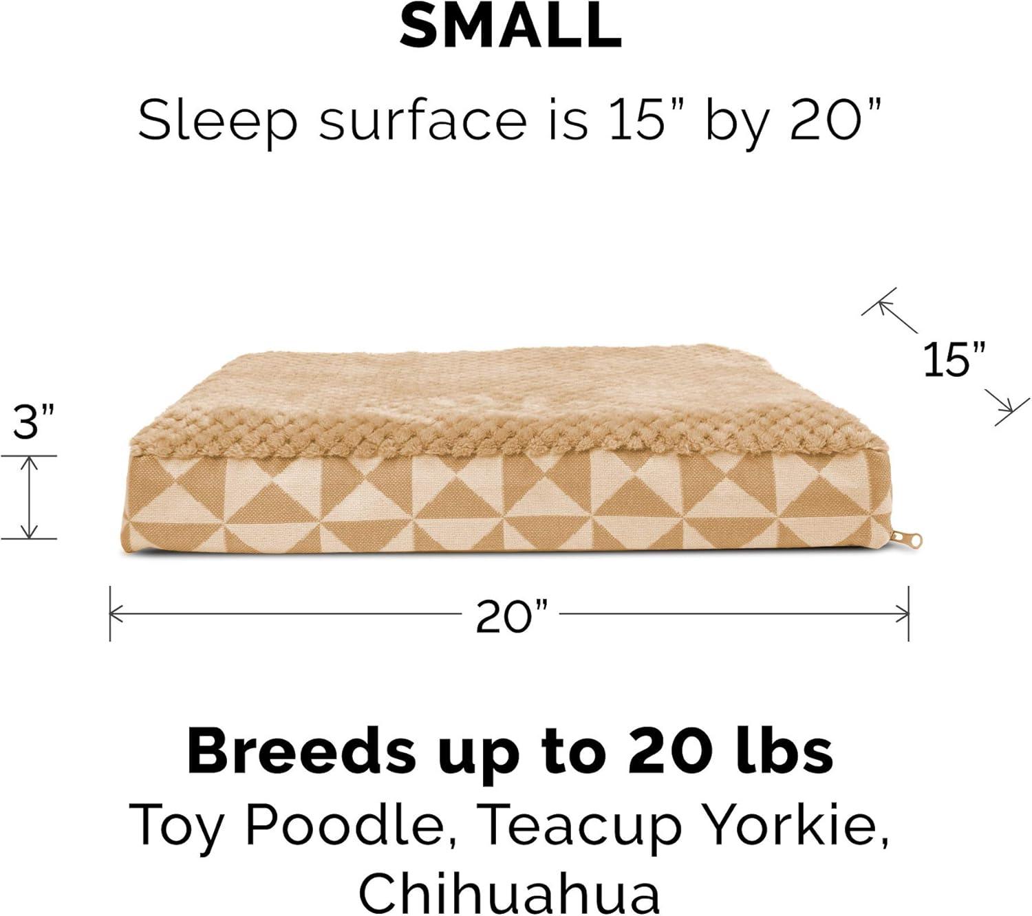 imageFurhaven Memory Foam Dog Bed for Large Dogs w Removable Washable Cover For Dogs Up to 95 lbs Ultra Plush Faux Fur ampamp Suede Mattress Chocolate JumboXLPlush Kilim Pyramid Latte