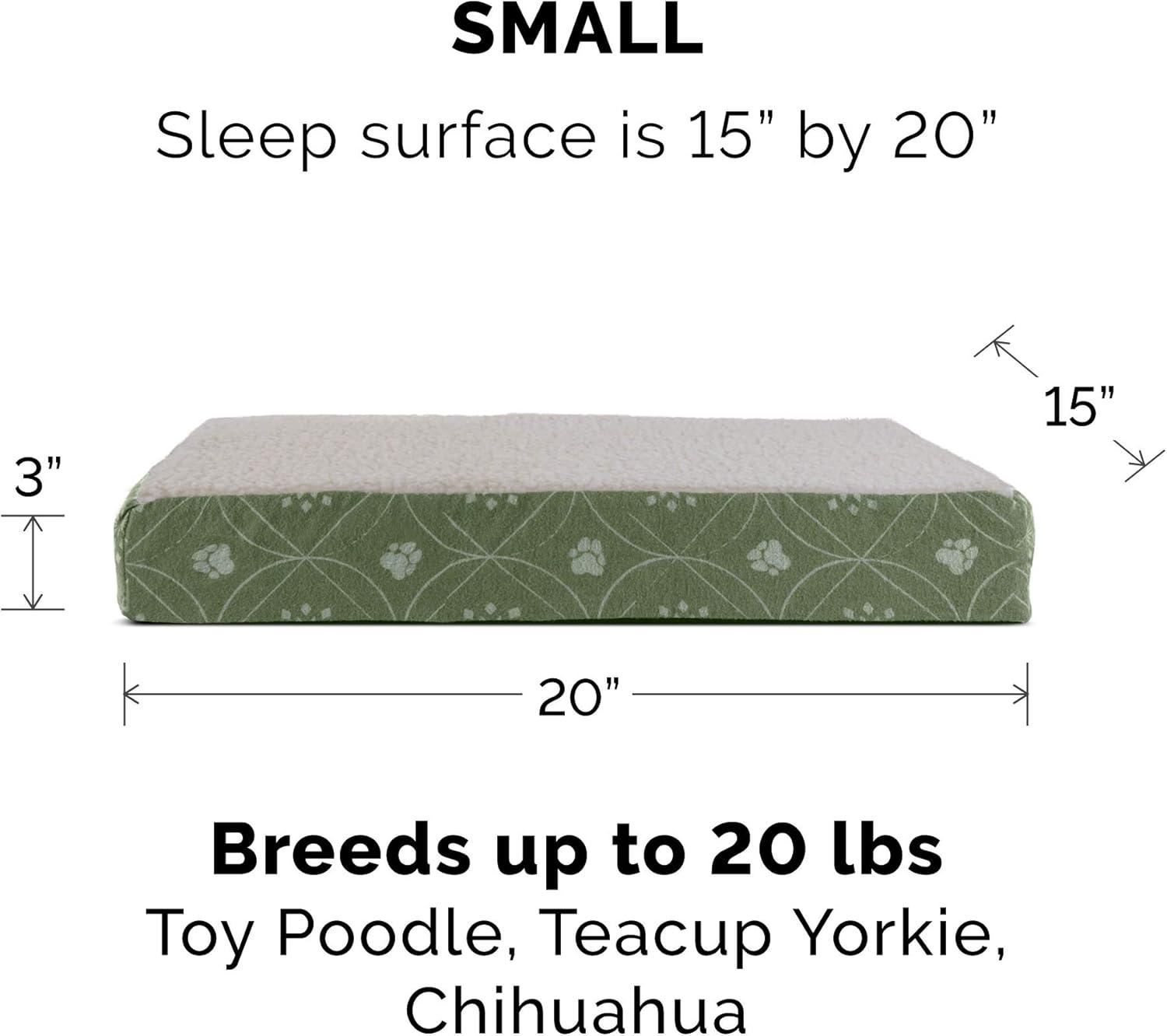 imageFurhaven Memory Foam Dog Bed for Large Dogs w Removable Washable Cover For Dogs Up to 95 lbs Ultra Plush Faux Fur ampamp Suede Mattress Chocolate JumboXLSherpa Paw Print Flannel Jade Green