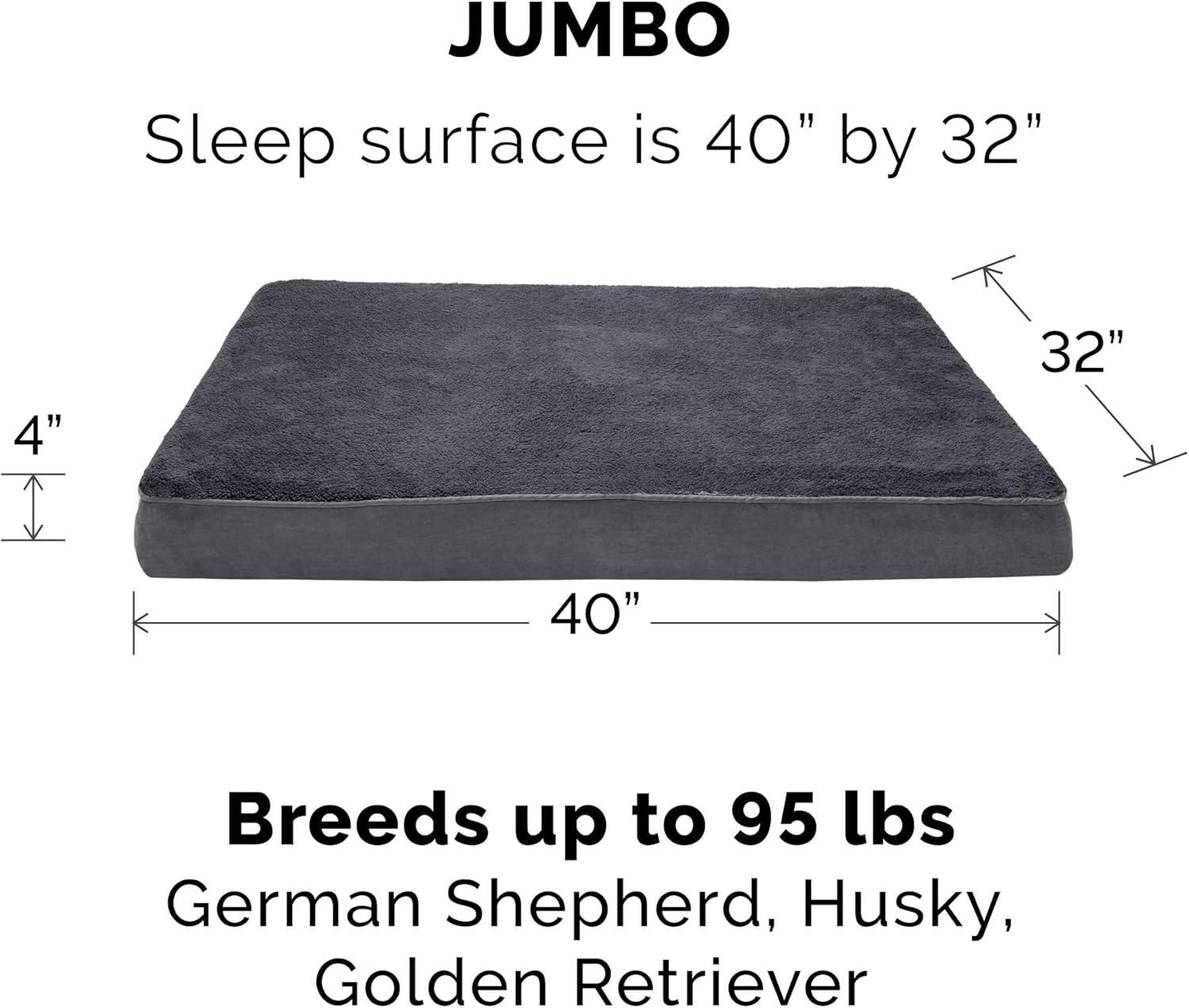imageFurhaven Memory Foam Dog Bed for Large Dogs w Removable Washable Cover For Dogs Up to 95 lbs Ultra Plush Faux Fur ampamp Suede Mattress Chocolate JumboXLTerry Suede Gray