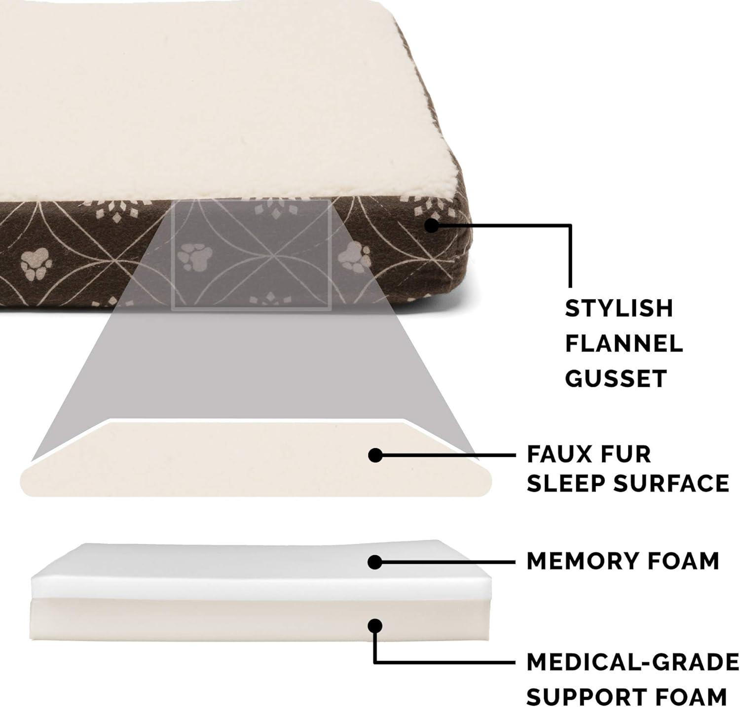 imageFurhaven Memory Foam Dog Bed for Large Dogs w Removable Washable Cover For Dogs Up to 95 lbs Ultra Plush Faux Fur ampamp Suede Mattress Chocolate JumboXLSherpa Paw Print Flannel Dark Espresso