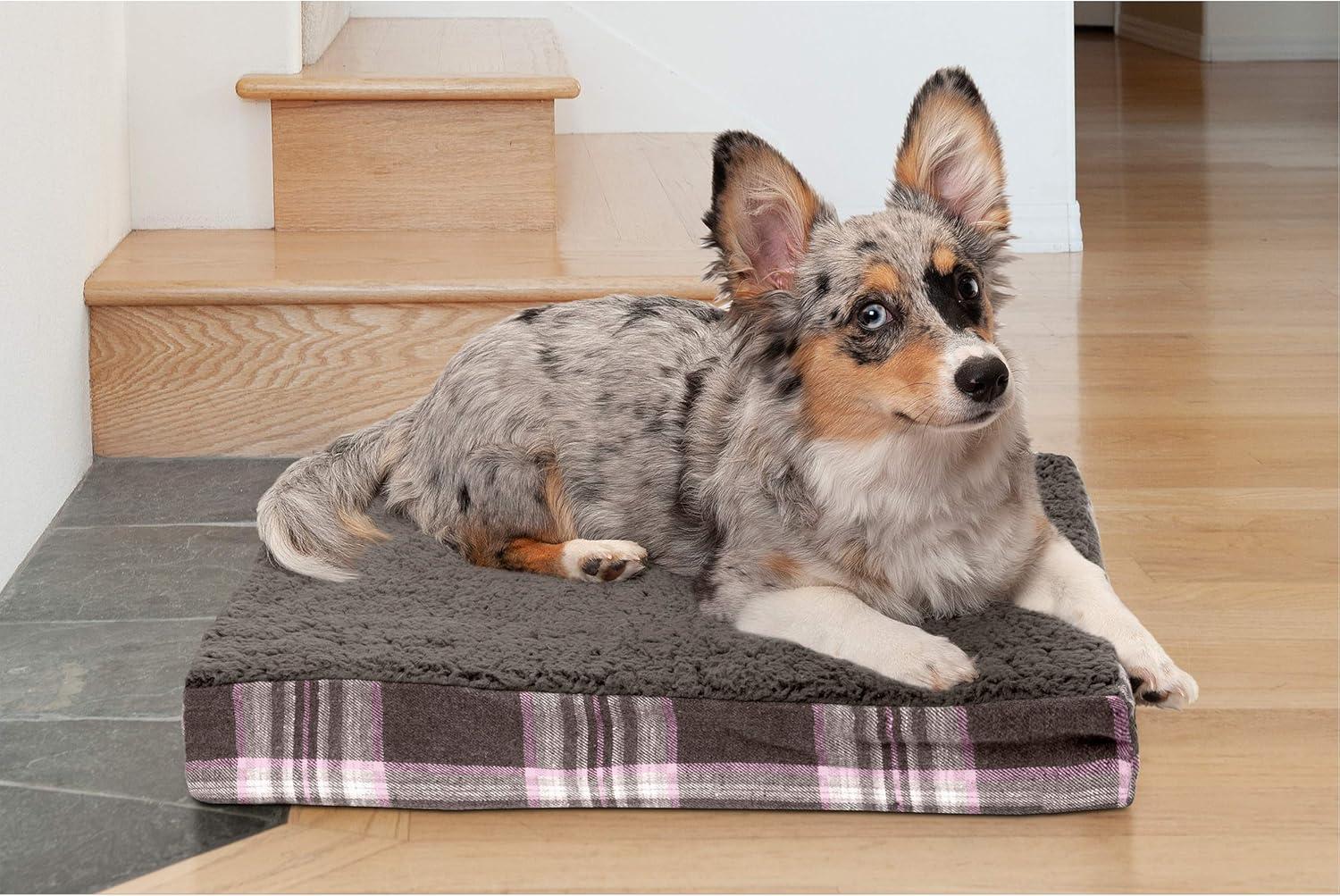 imageFurhaven Memory Foam Dog Bed for Large Dogs w Removable Washable Cover For Dogs Up to 95 lbs Ultra Plush Faux Fur ampamp Suede Mattress Chocolate JumboXLSherpa Plaid Flannel Java Brown