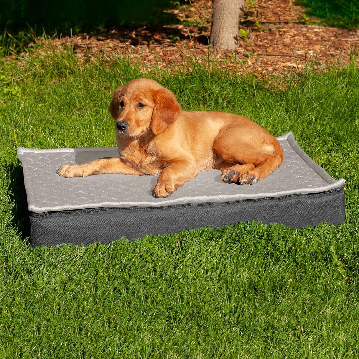 imageFurhaven Memory Foam Dog Bed for Large Dogs w Removable Washable Cover For Dogs Up to 95 lbs Ultra Plush Faux Fur ampamp Suede Mattress Chocolate JumboXLConvertible Quilt Top Gray