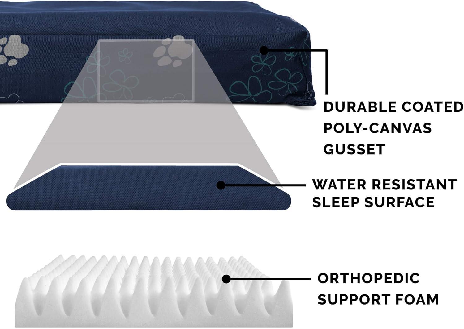 imageFurhaven Memory Foam Dog Bed for Large Dogs w Removable Washable Cover For Dogs Up to 95 lbs Ultra Plush Faux Fur ampamp Suede Mattress Chocolate JumboXLWaterResistant Garden Print Lapis Blue