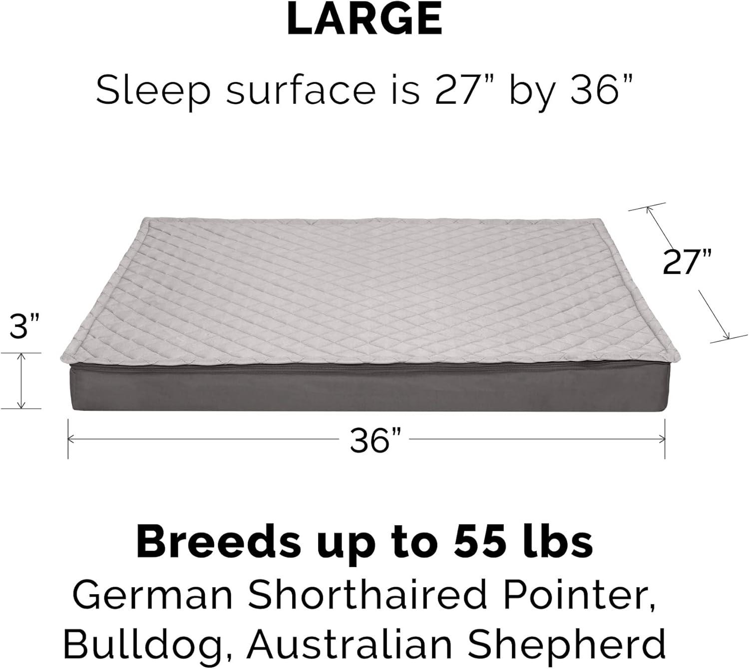 imageFurhaven Memory Foam Dog Bed for Large Dogs w Removable Washable Cover For Dogs Up to 95 lbs Ultra Plush Faux Fur ampamp Suede Mattress Chocolate JumboXLConvertible Quilt Top Gray