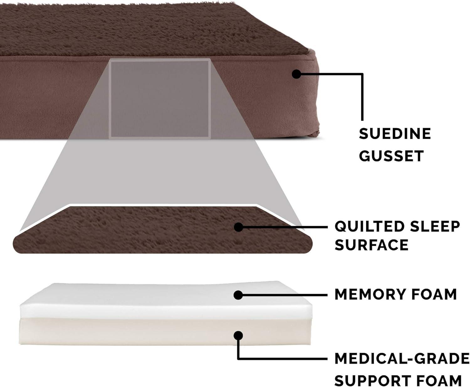 imageFurhaven Memory Foam Dog Bed for Large Dogs w Removable Washable Cover For Dogs Up to 95 lbs Ultra Plush Faux Fur ampamp Suede Mattress Chocolate JumboXLTerry Suede Espresso
