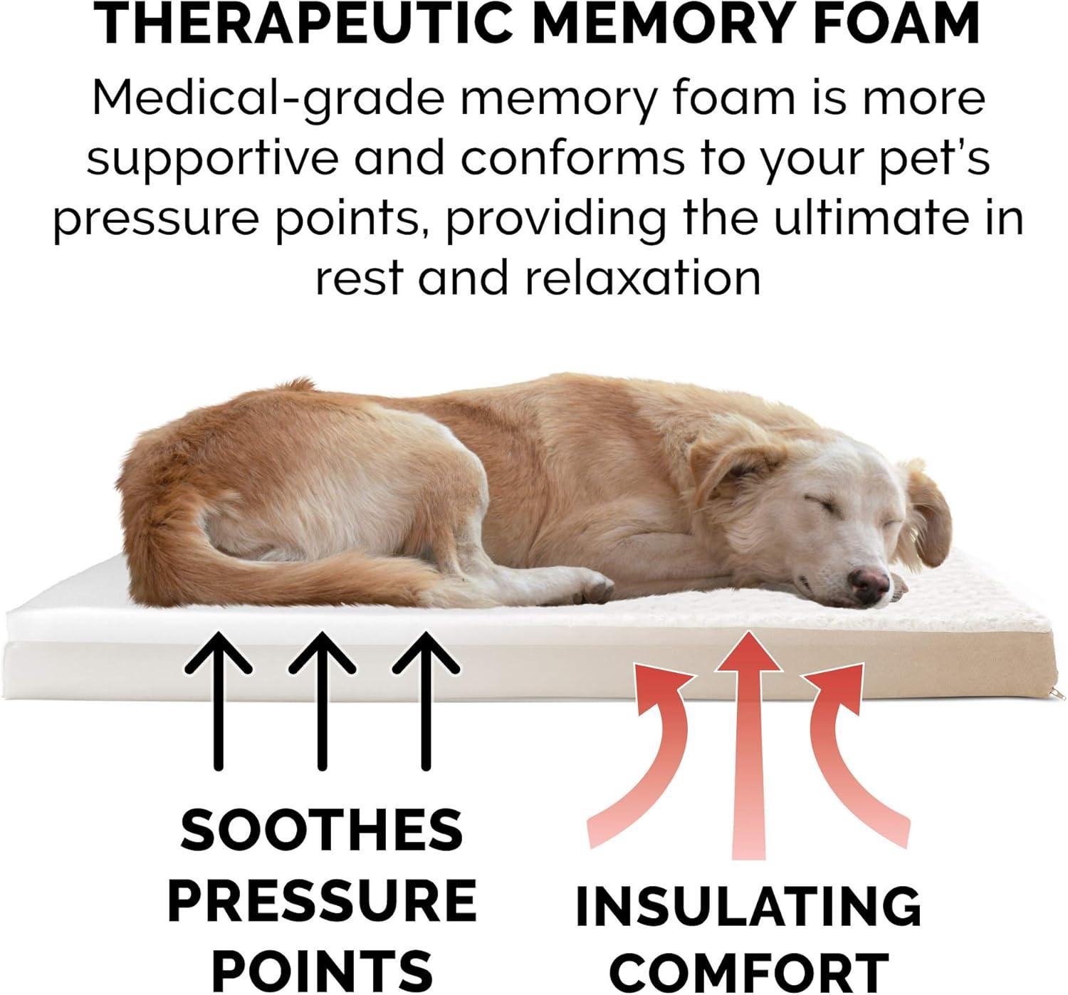 imageFurhaven Memory Foam Dog Bed for Large Dogs w Removable Washable Cover For Dogs Up to 95 lbs Ultra Plush Faux Fur ampamp Suede Mattress Chocolate JumboXLUltra Plush Curly Faux Fur Cream