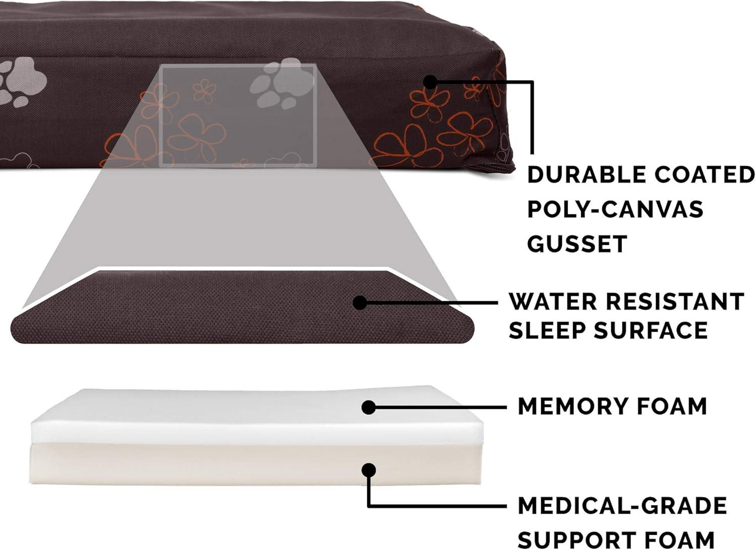 imageFurhaven Memory Foam Dog Bed for Large Dogs w Removable Washable Cover For Dogs Up to 95 lbs Ultra Plush Faux Fur ampamp Suede Mattress Chocolate JumboXLWaterResistant Garden Print Bark Brown