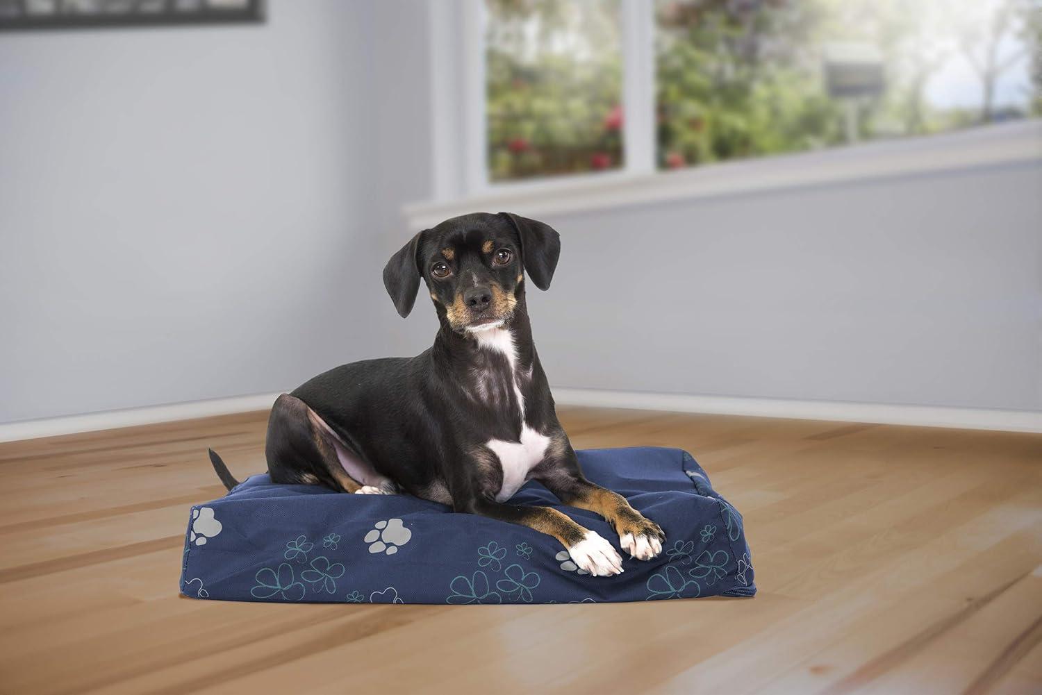 imageFurhaven Memory Foam Dog Bed for Large Dogs w Removable Washable Cover For Dogs Up to 95 lbs Ultra Plush Faux Fur ampamp Suede Mattress Chocolate JumboXLWaterResistant Garden Print Lapis Blue