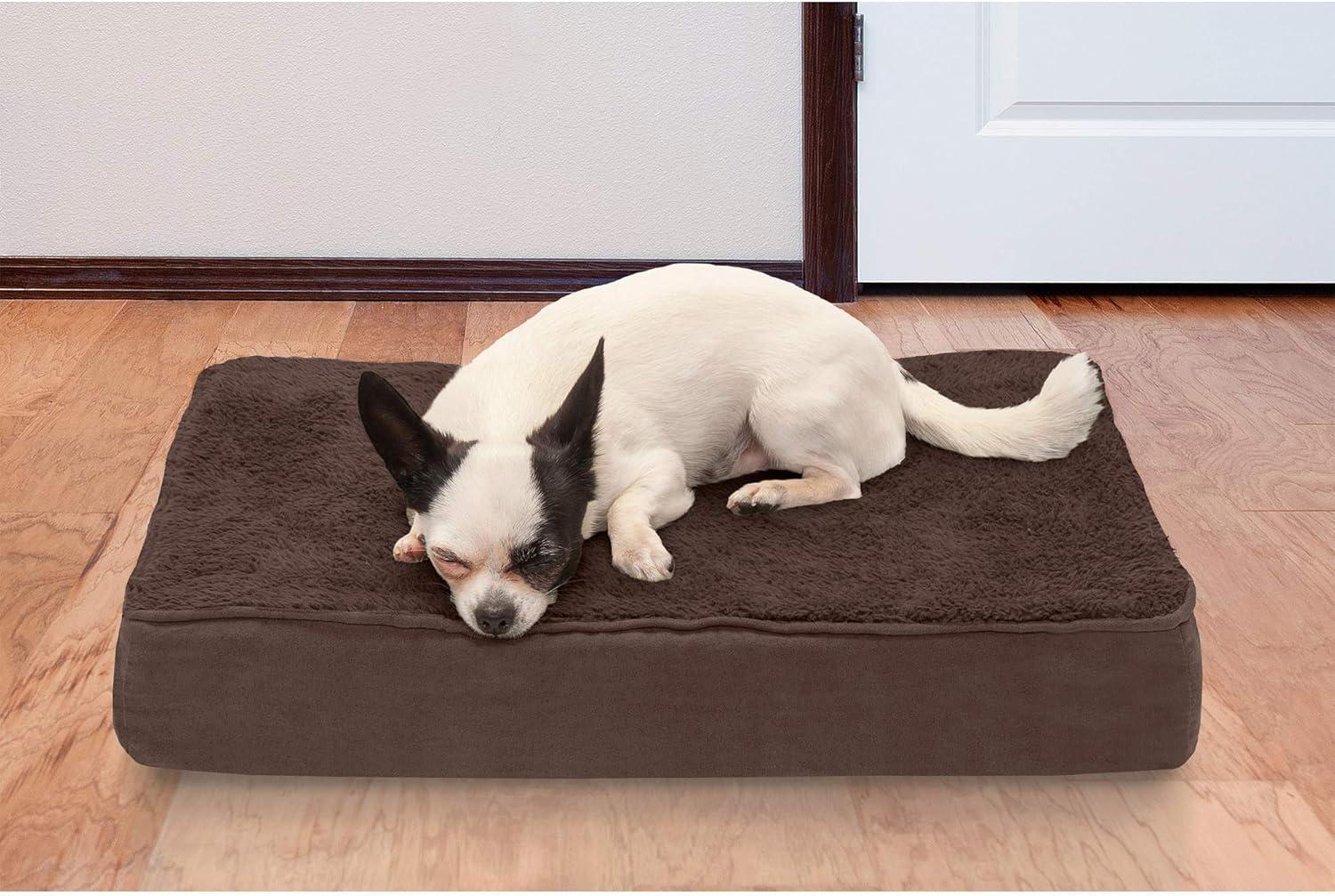 imageFurhaven Memory Foam Dog Bed for Large Dogs w Removable Washable Cover For Dogs Up to 95 lbs Ultra Plush Faux Fur ampamp Suede Mattress Chocolate JumboXLTerry Suede Espresso