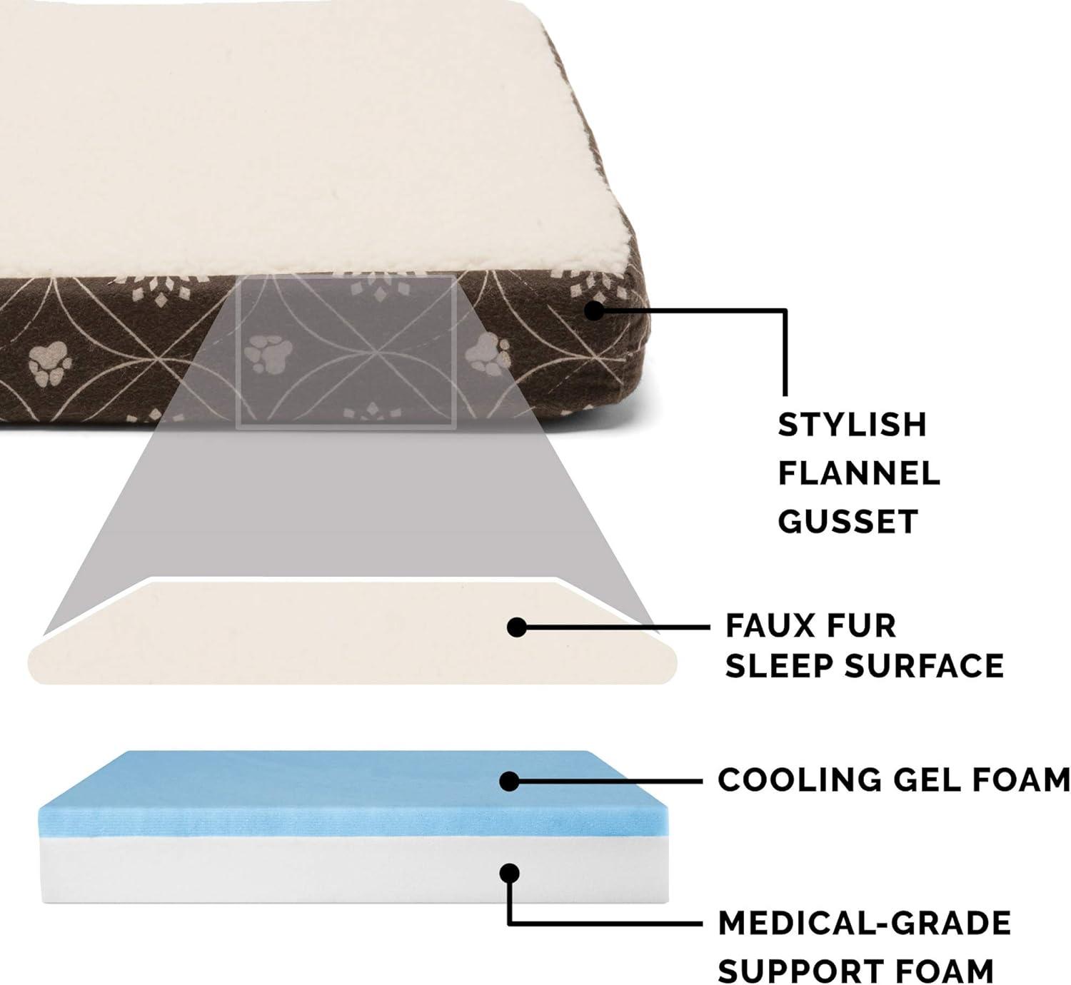 imageFurhaven Memory Foam Dog Bed for Large Dogs w Removable Washable Cover For Dogs Up to 95 lbs Ultra Plush Faux Fur ampamp Suede Mattress Chocolate JumboXLSherpa Paw Print Flannel Dark Espresso