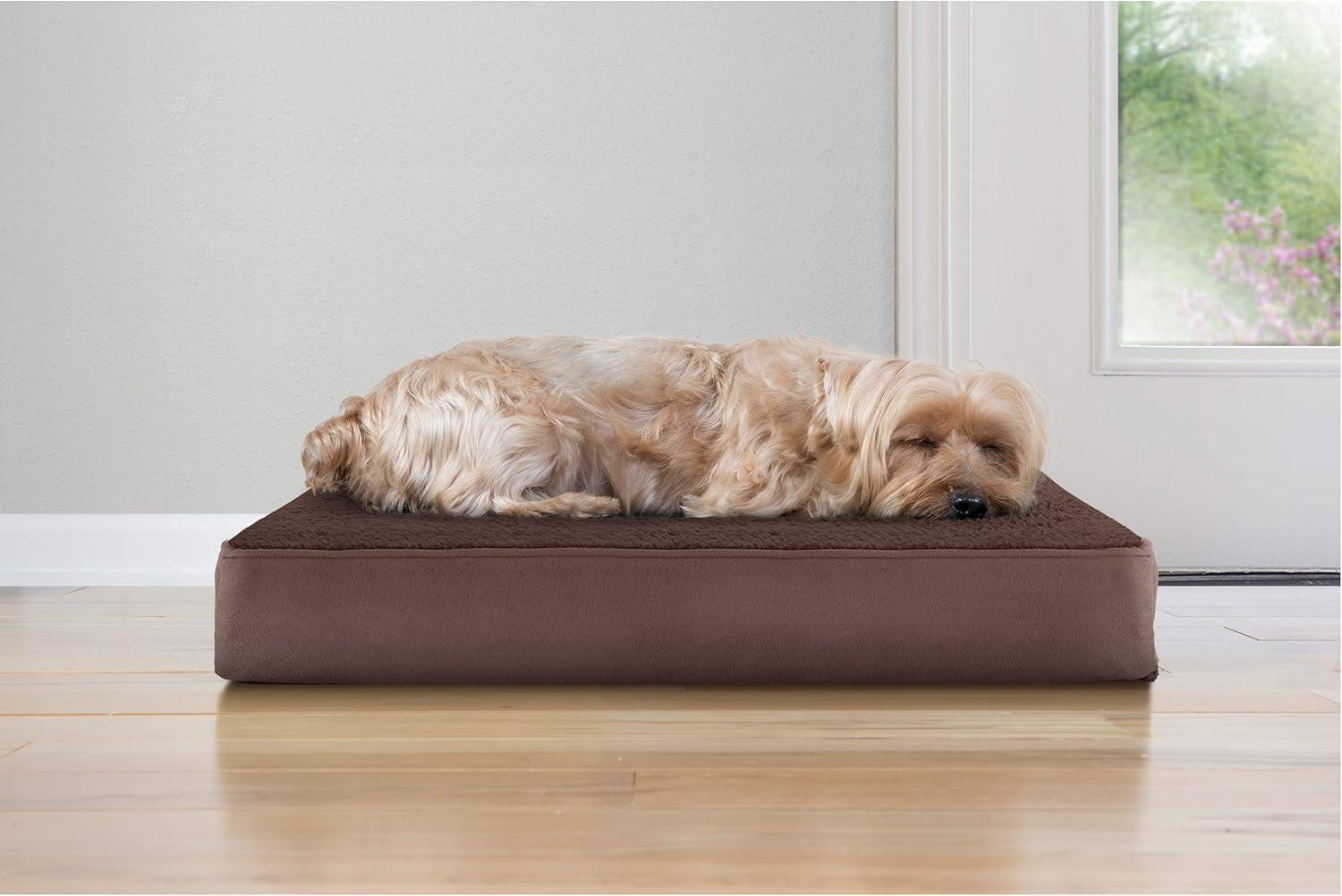 imageFurhaven Memory Foam Dog Bed for Large Dogs w Removable Washable Cover For Dogs Up to 95 lbs Ultra Plush Faux Fur ampamp Suede Mattress Chocolate JumboXLTerry Suede Espresso