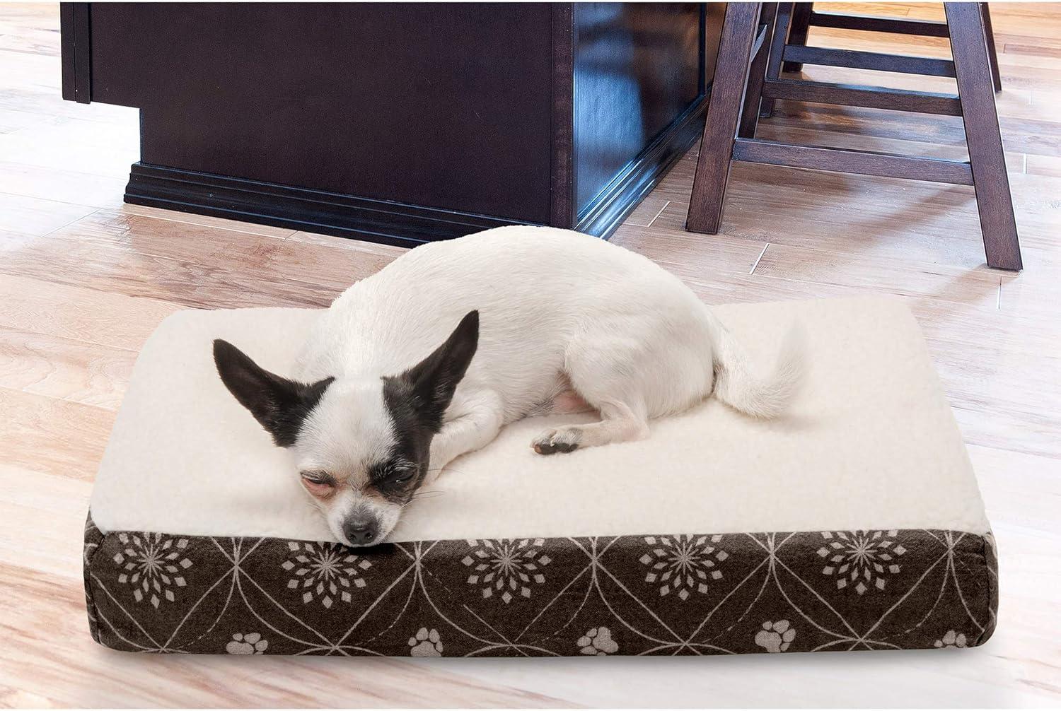 imageFurhaven Memory Foam Dog Bed for Large Dogs w Removable Washable Cover For Dogs Up to 95 lbs Ultra Plush Faux Fur ampamp Suede Mattress Chocolate JumboXLSherpa Paw Print Flannel Dark Espresso