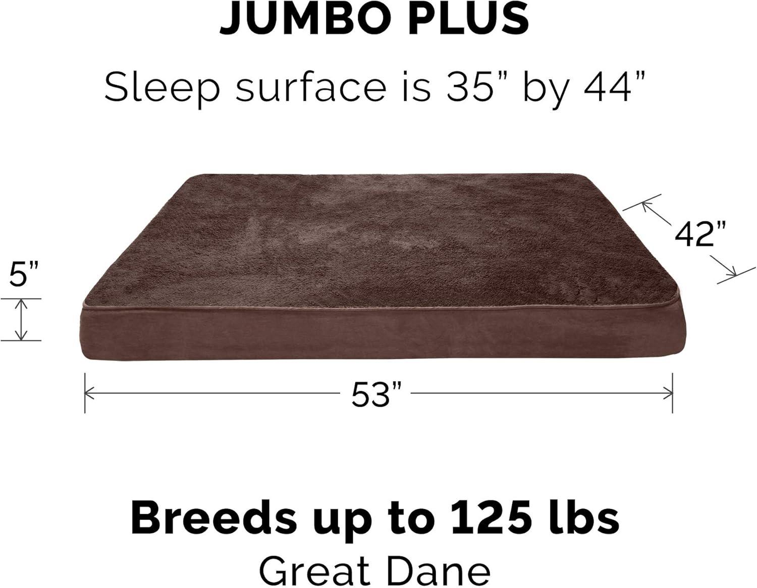 imageFurhaven Memory Foam Dog Bed for Large Dogs w Removable Washable Cover For Dogs Up to 95 lbs Ultra Plush Faux Fur ampamp Suede Mattress Chocolate JumboXLEspresso