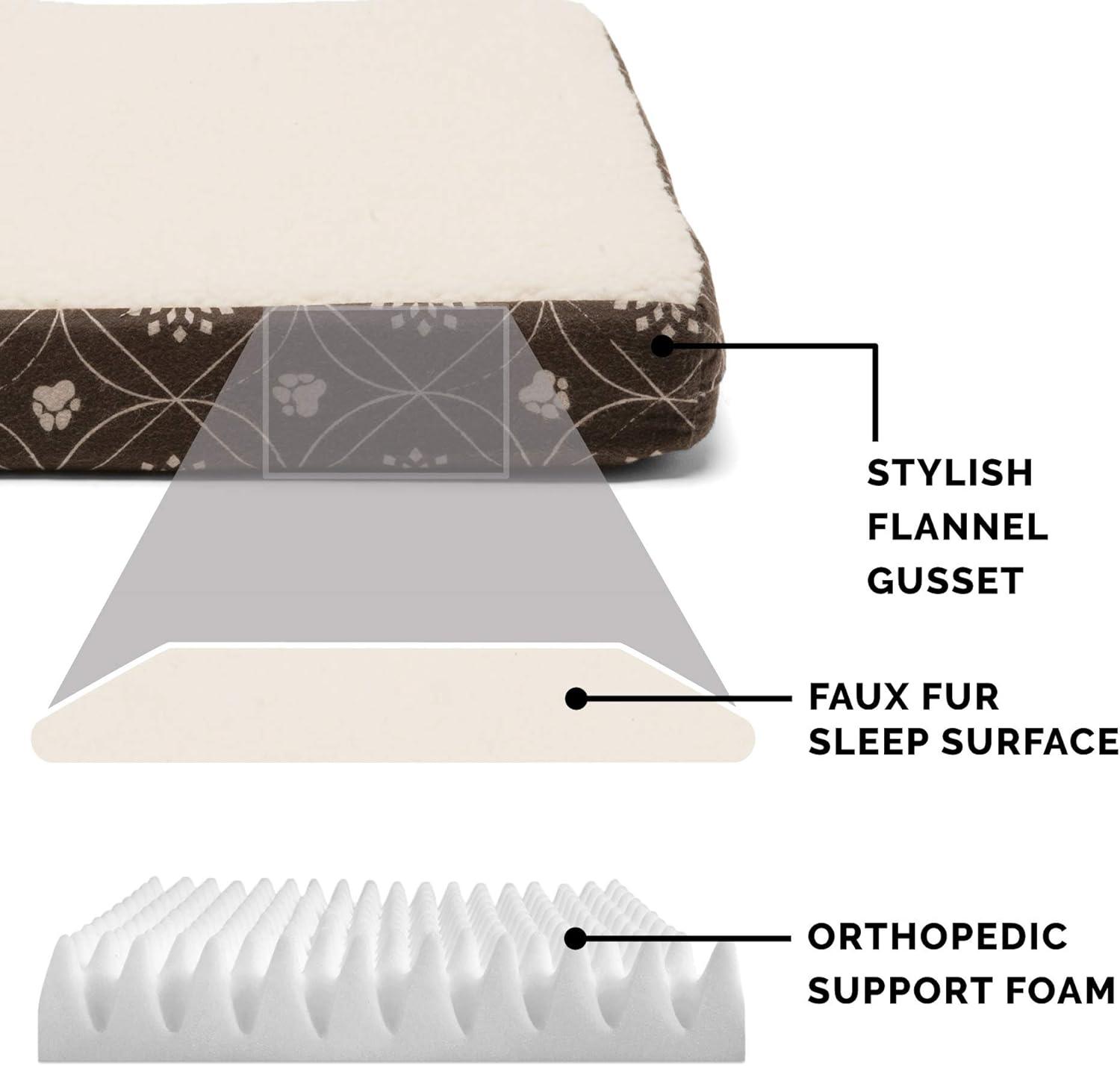 imageFurhaven Memory Foam Dog Bed for Large Dogs w Removable Washable Cover For Dogs Up to 95 lbs Ultra Plush Faux Fur ampamp Suede Mattress Chocolate JumboXLSherpa Paw Print Flannel Dark Espresso