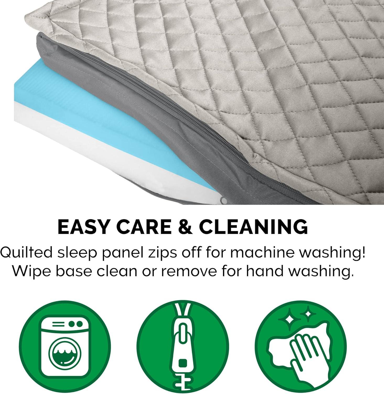 imageFurhaven Memory Foam Dog Bed for Large Dogs w Removable Washable Cover For Dogs Up to 95 lbs Ultra Plush Faux Fur ampamp Suede Mattress Chocolate JumboXLConvertible Quilt Top Gray