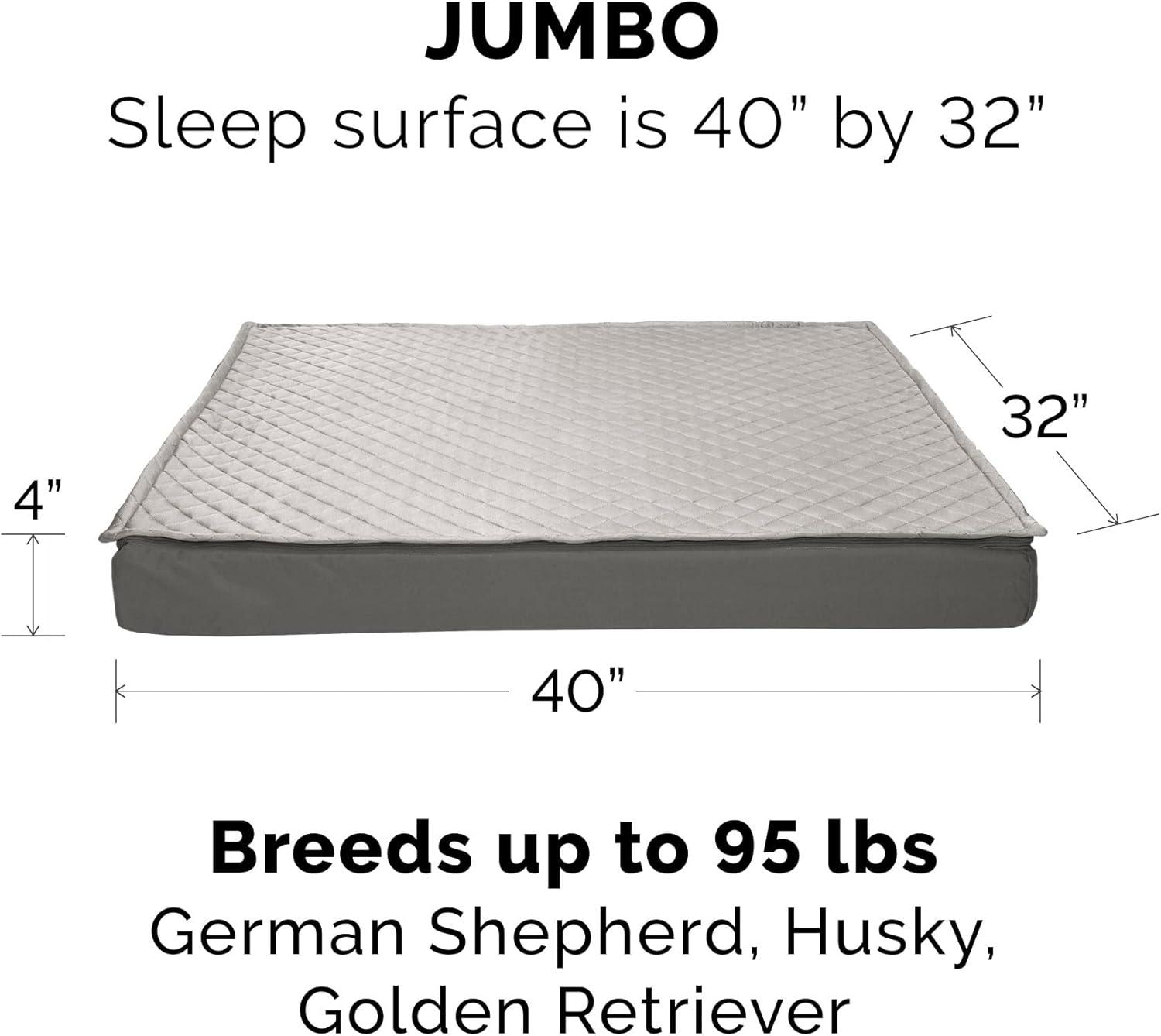 imageFurhaven Memory Foam Dog Bed for Large Dogs w Removable Washable Cover For Dogs Up to 95 lbs Ultra Plush Faux Fur ampamp Suede Mattress Chocolate JumboXLConvertible Quilt Top Gray
