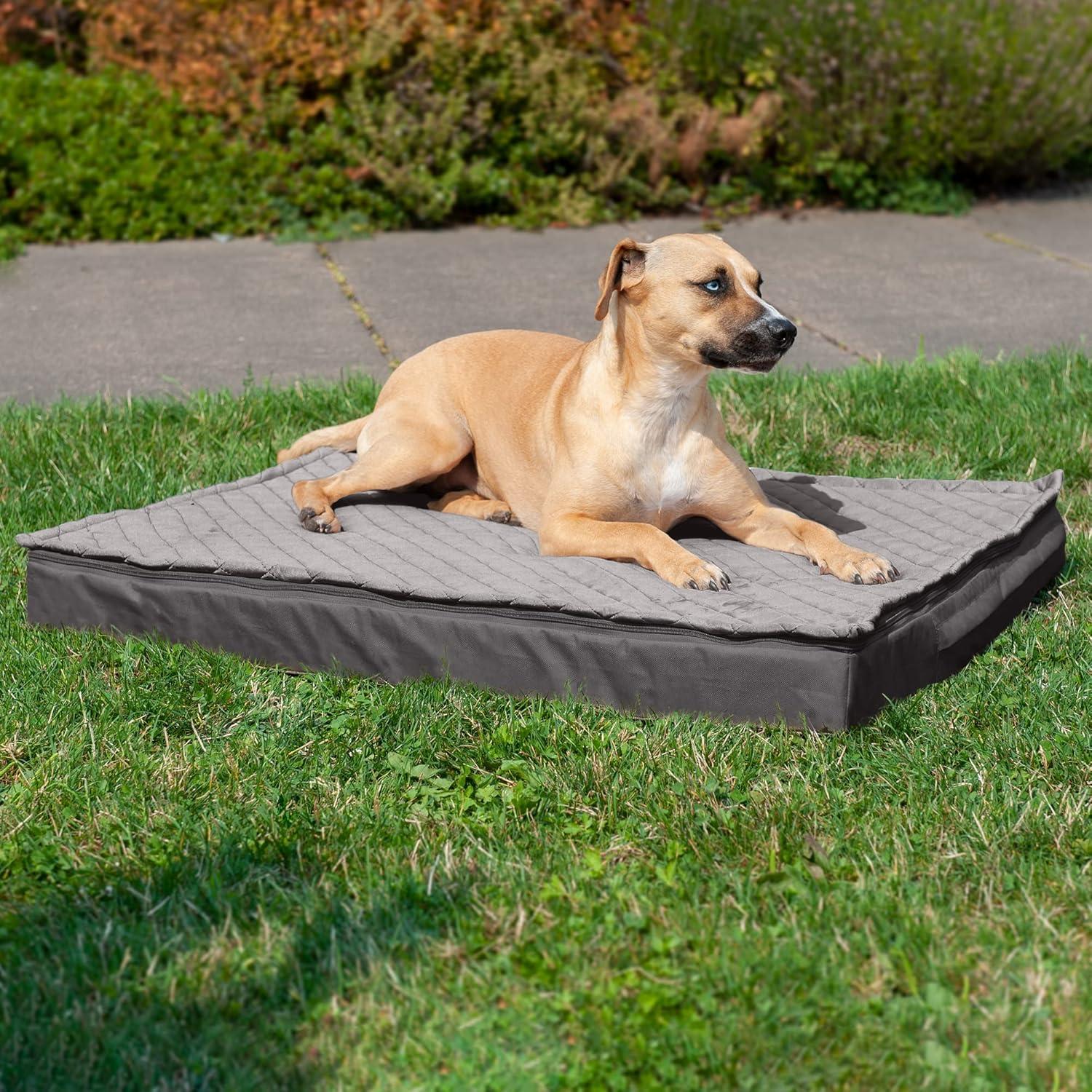 imageFurhaven Memory Foam Dog Bed for Large Dogs w Removable Washable Cover For Dogs Up to 95 lbs Ultra Plush Faux Fur ampamp Suede Mattress Chocolate JumboXLConvertible Quilt Top Gray