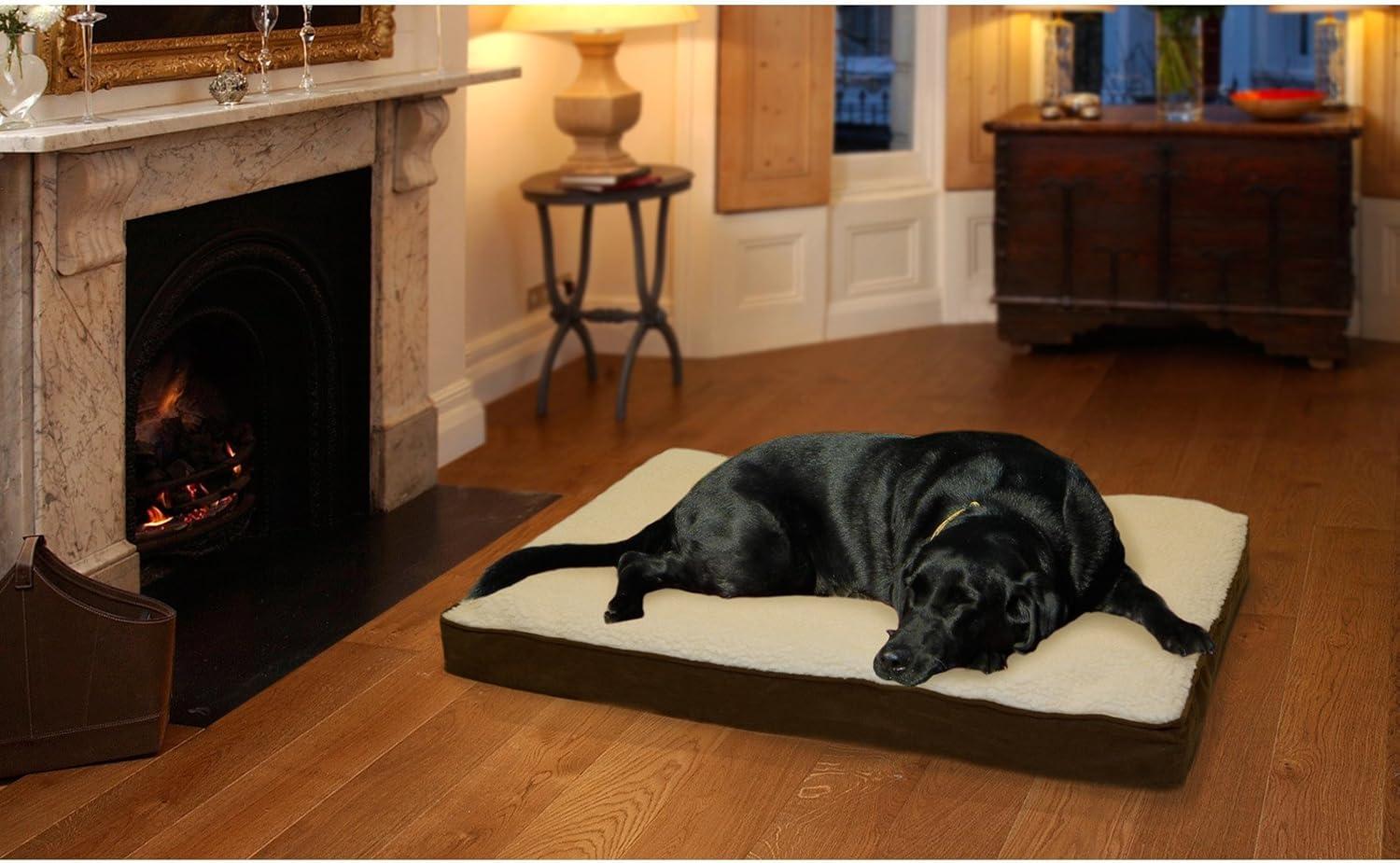 imageFurhaven Memory Foam Dog Bed for Large Dogs w Removable Washable Cover For Dogs Up to 95 lbs Ultra Plush Faux Fur ampamp Suede Mattress Chocolate JumboXLSherpa Suede Espresso