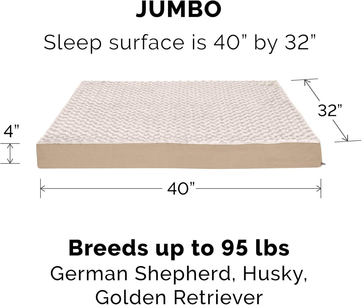 imageFurhaven Memory Foam Dog Bed for Large Dogs w Removable Washable Cover For Dogs Up to 95 lbs Ultra Plush Faux Fur ampamp Suede Mattress Chocolate JumboXLUltra Plush Curly Faux Fur Cream