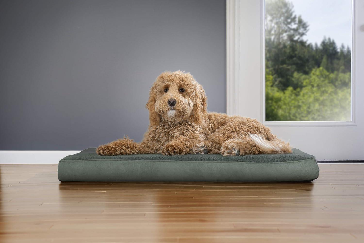 imageFurhaven Memory Foam Dog Bed for Large Dogs w Removable Washable Cover For Dogs Up to 95 lbs Ultra Plush Faux Fur ampamp Suede Mattress Chocolate JumboXLTerry Suede Forest