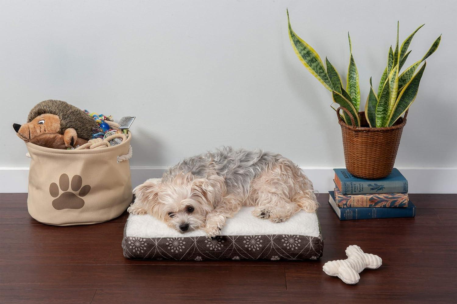 imageFurhaven Memory Foam Dog Bed for Large Dogs w Removable Washable Cover For Dogs Up to 95 lbs Ultra Plush Faux Fur ampamp Suede Mattress Chocolate JumboXLSherpa Paw Print Flannel Dark Espresso