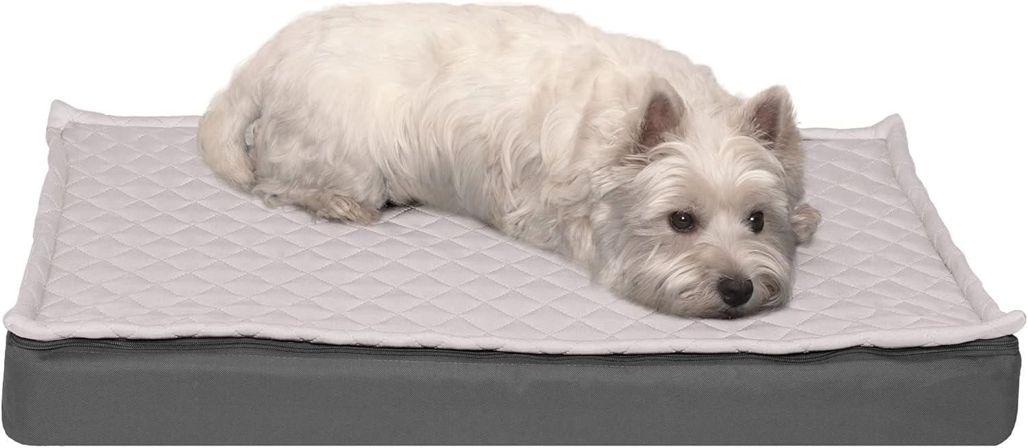 imageFurhaven Memory Foam Dog Bed for Large Dogs w Removable Washable Cover For Dogs Up to 95 lbs Ultra Plush Faux Fur ampamp Suede Mattress Chocolate JumboXLConvertible Quilt Top Gray