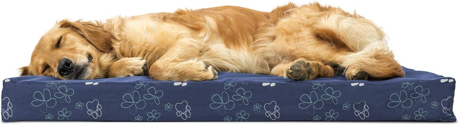 imageFurhaven Memory Foam Dog Bed for Large Dogs w Removable Washable Cover For Dogs Up to 95 lbs Ultra Plush Faux Fur ampamp Suede Mattress Chocolate JumboXLGarden Lapis Blue