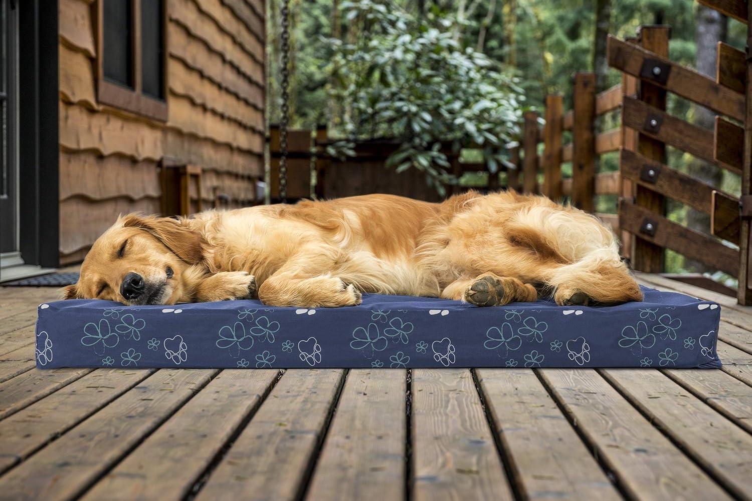 imageFurhaven Memory Foam Dog Bed for Large Dogs w Removable Washable Cover For Dogs Up to 95 lbs Ultra Plush Faux Fur ampamp Suede Mattress Chocolate JumboXLGarden Lapis Blue