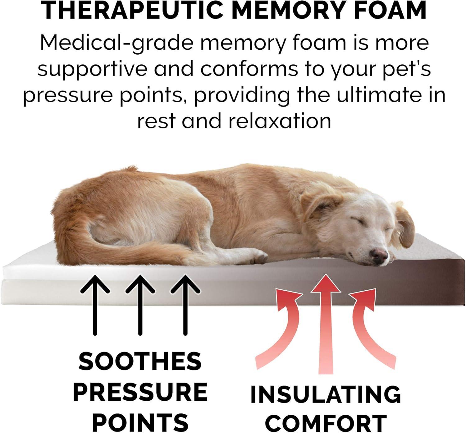 imageFurhaven Memory Foam Dog Bed for Large Dogs w Removable Washable Cover For Dogs Up to 95 lbs Ultra Plush Faux Fur ampamp Suede Mattress Chocolate JumboXLSherpa Suede Espresso