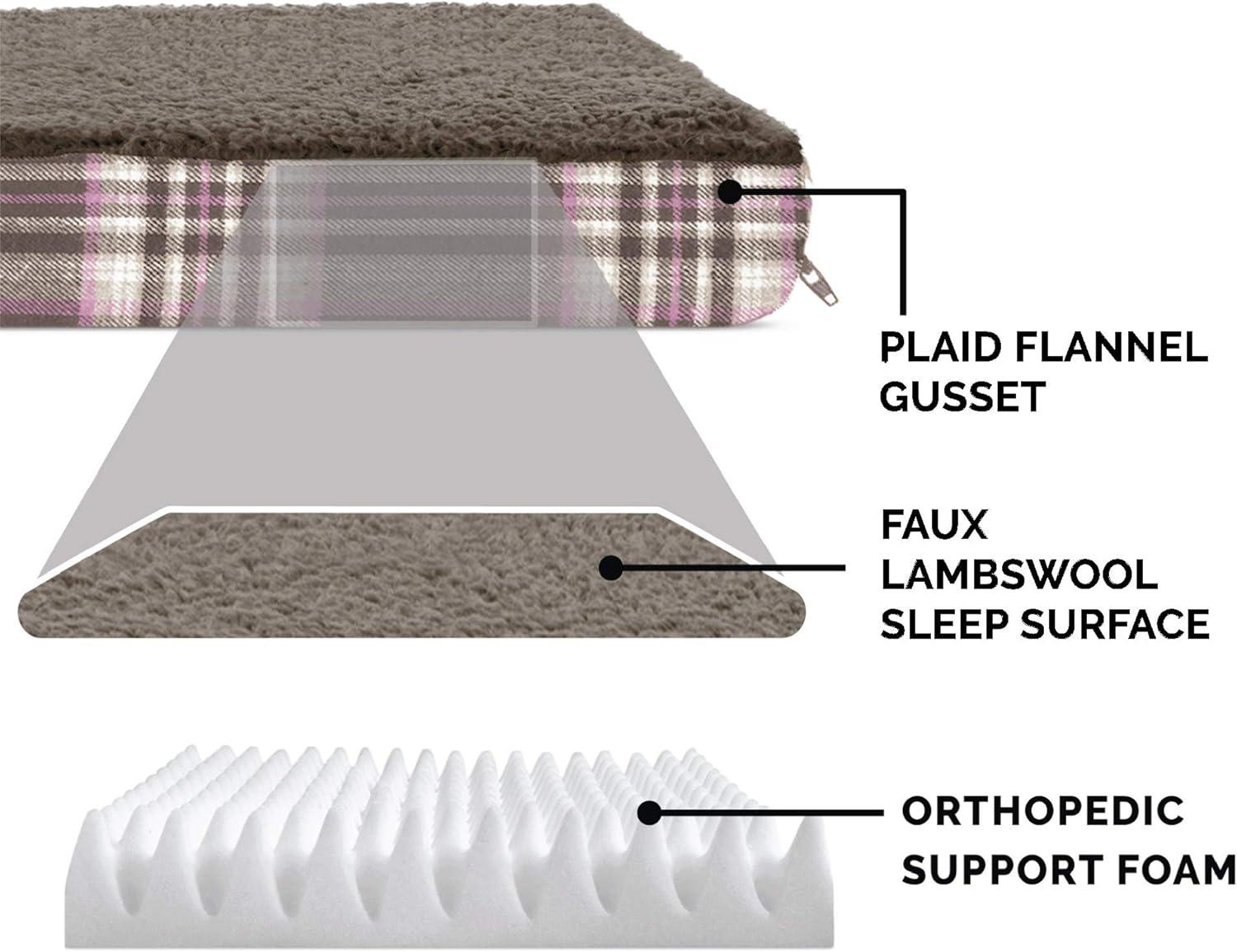 imageFurhaven Memory Foam Dog Bed for Large Dogs w Removable Washable Cover For Dogs Up to 95 lbs Ultra Plush Faux Fur ampamp Suede Mattress Chocolate JumboXLSherpa Plaid Flannel Java Brown
