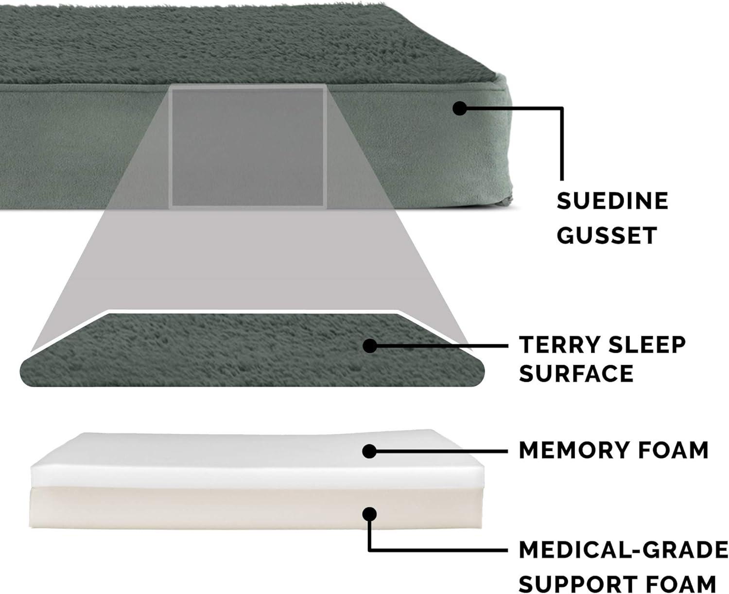 imageFurhaven Memory Foam Dog Bed for Large Dogs w Removable Washable Cover For Dogs Up to 95 lbs Ultra Plush Faux Fur ampamp Suede Mattress Chocolate JumboXLTerry Suede Forest