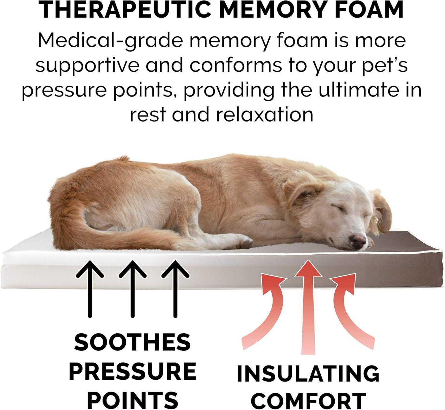 imageFurhaven Memory Foam Dog Bed for Large Dogs w Removable Washable Cover For Dogs Up to 95 lbs Ultra Plush Faux Fur ampamp Suede Mattress Chocolate JumboXLWaterResistant Solid Polycanvas Espresso