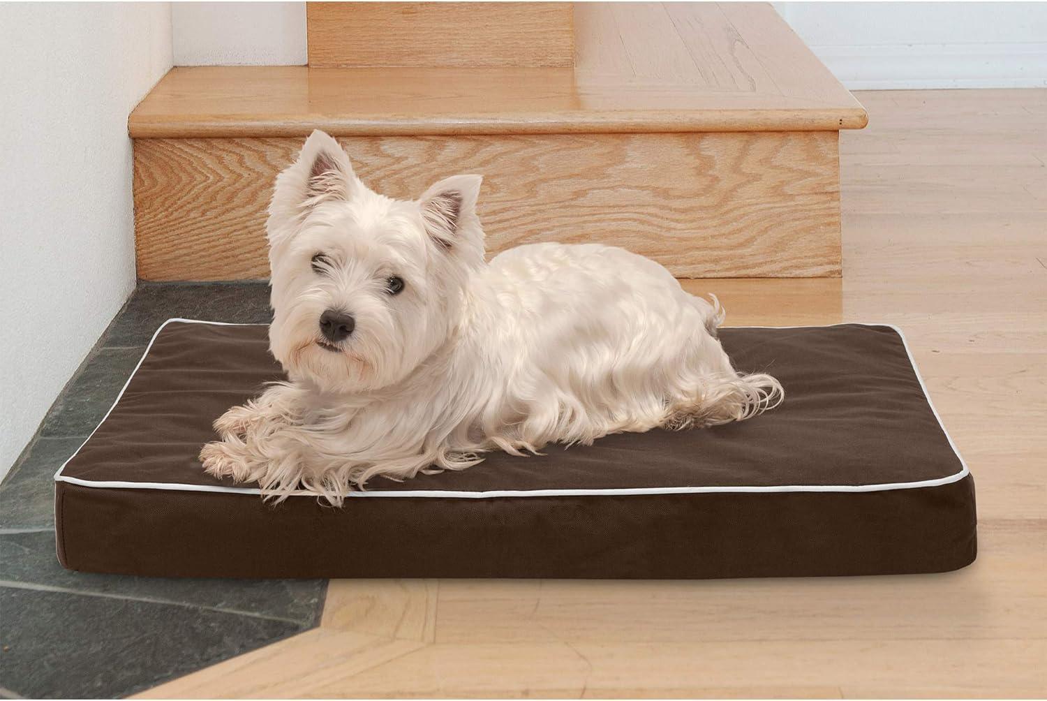 imageFurhaven Memory Foam Dog Bed for Large Dogs w Removable Washable Cover For Dogs Up to 95 lbs Ultra Plush Faux Fur ampamp Suede Mattress Chocolate JumboXLWaterResistant Solid Polycanvas Espresso