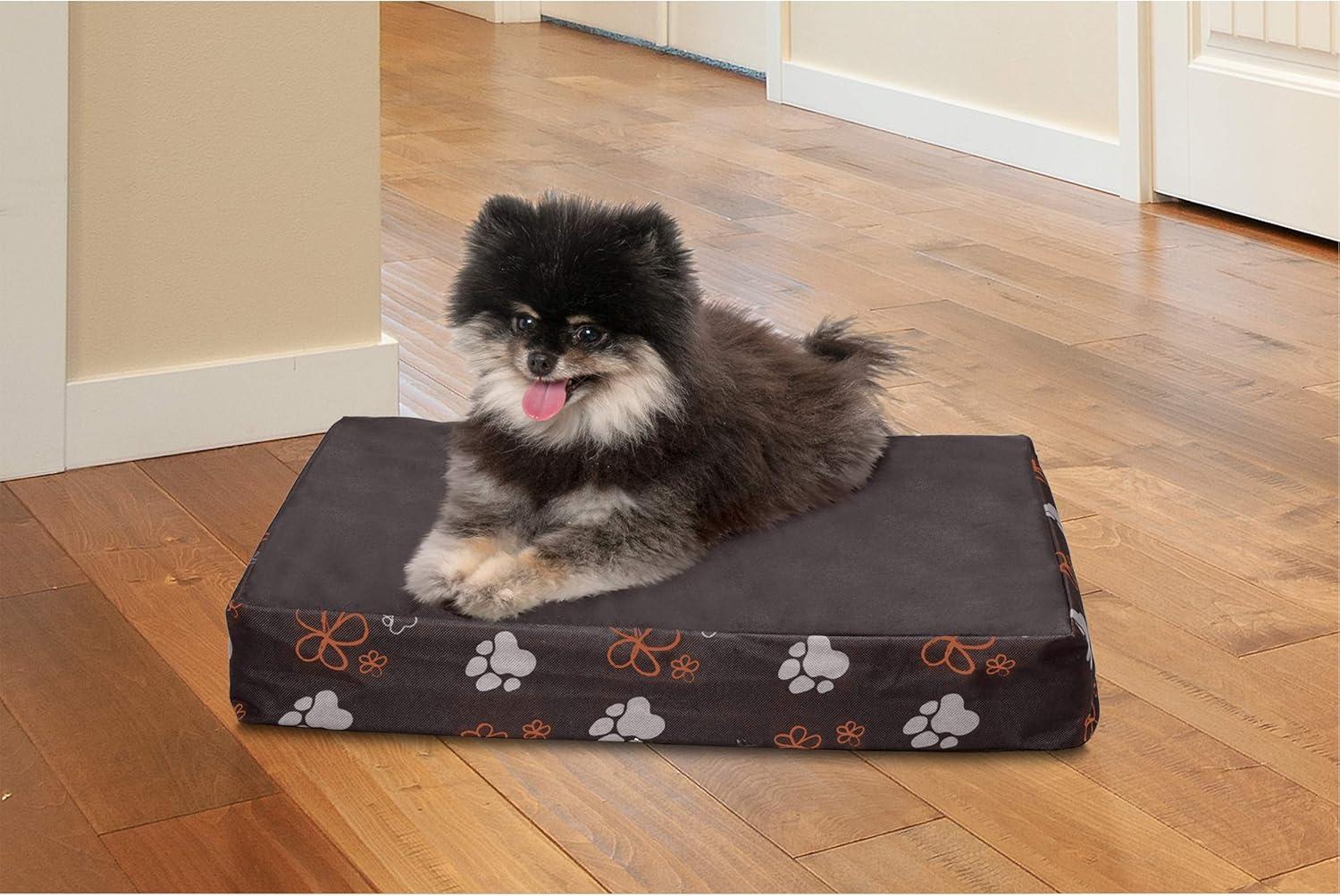 imageFurhaven Memory Foam Dog Bed for Large Dogs w Removable Washable Cover For Dogs Up to 95 lbs Ultra Plush Faux Fur ampamp Suede Mattress Chocolate JumboXLWaterResistant Garden Print Bark Brown