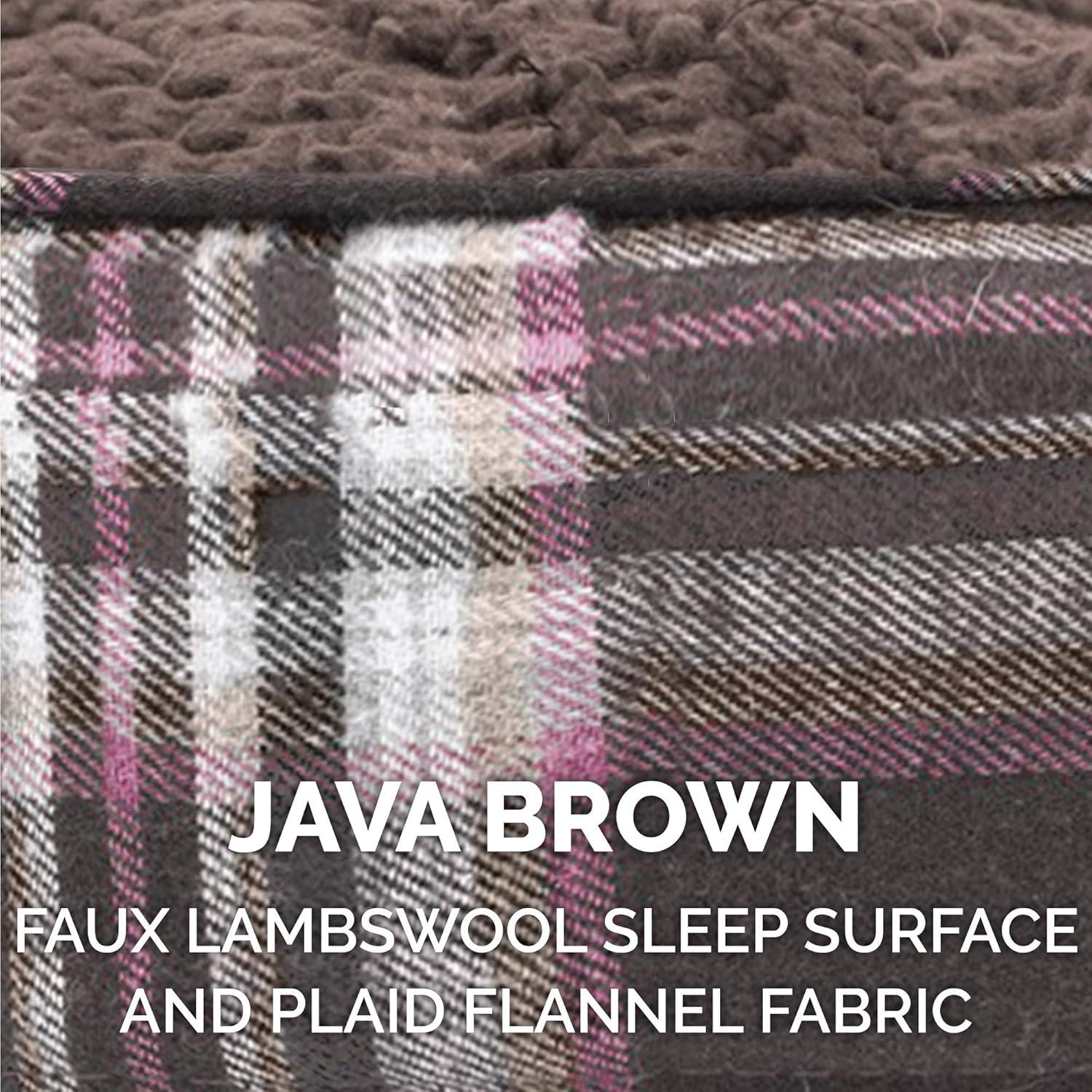 imageFurhaven Memory Foam Dog Bed for Large Dogs w Removable Washable Cover For Dogs Up to 95 lbs Ultra Plush Faux Fur ampamp Suede Mattress Chocolate JumboXLSherpa Plaid Flannel Java Brown