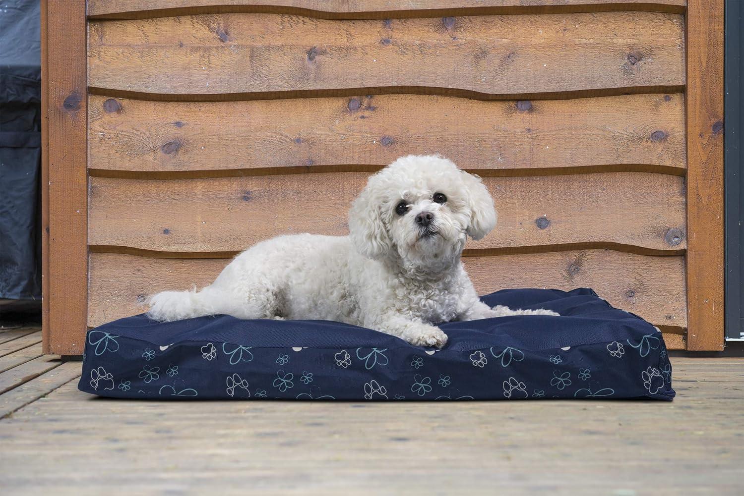 imageFurhaven Memory Foam Dog Bed for Large Dogs w Removable Washable Cover For Dogs Up to 95 lbs Ultra Plush Faux Fur ampamp Suede Mattress Chocolate JumboXLGarden Lapis Blue