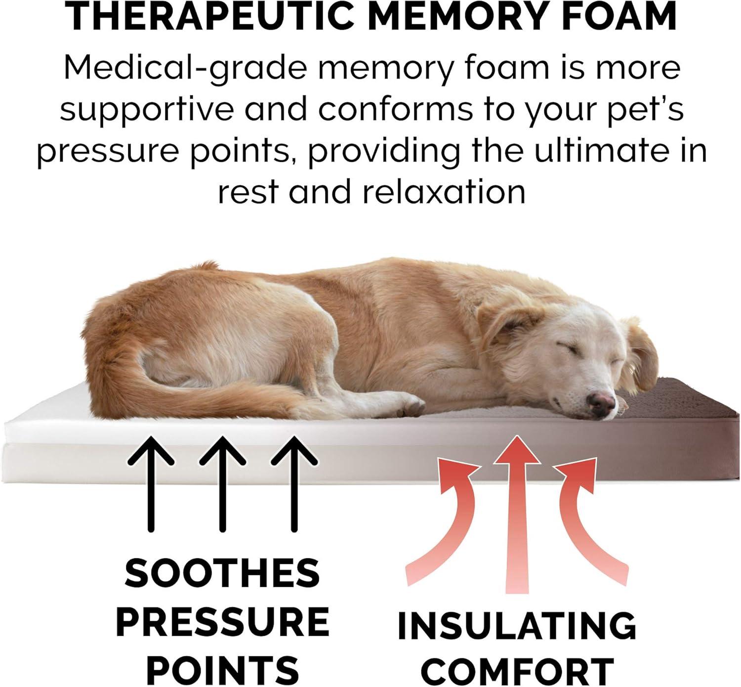 imageFurhaven Memory Foam Dog Bed for Large Dogs w Removable Washable Cover For Dogs Up to 95 lbs Ultra Plush Faux Fur ampamp Suede Mattress Chocolate JumboXLTerry Suede Espresso